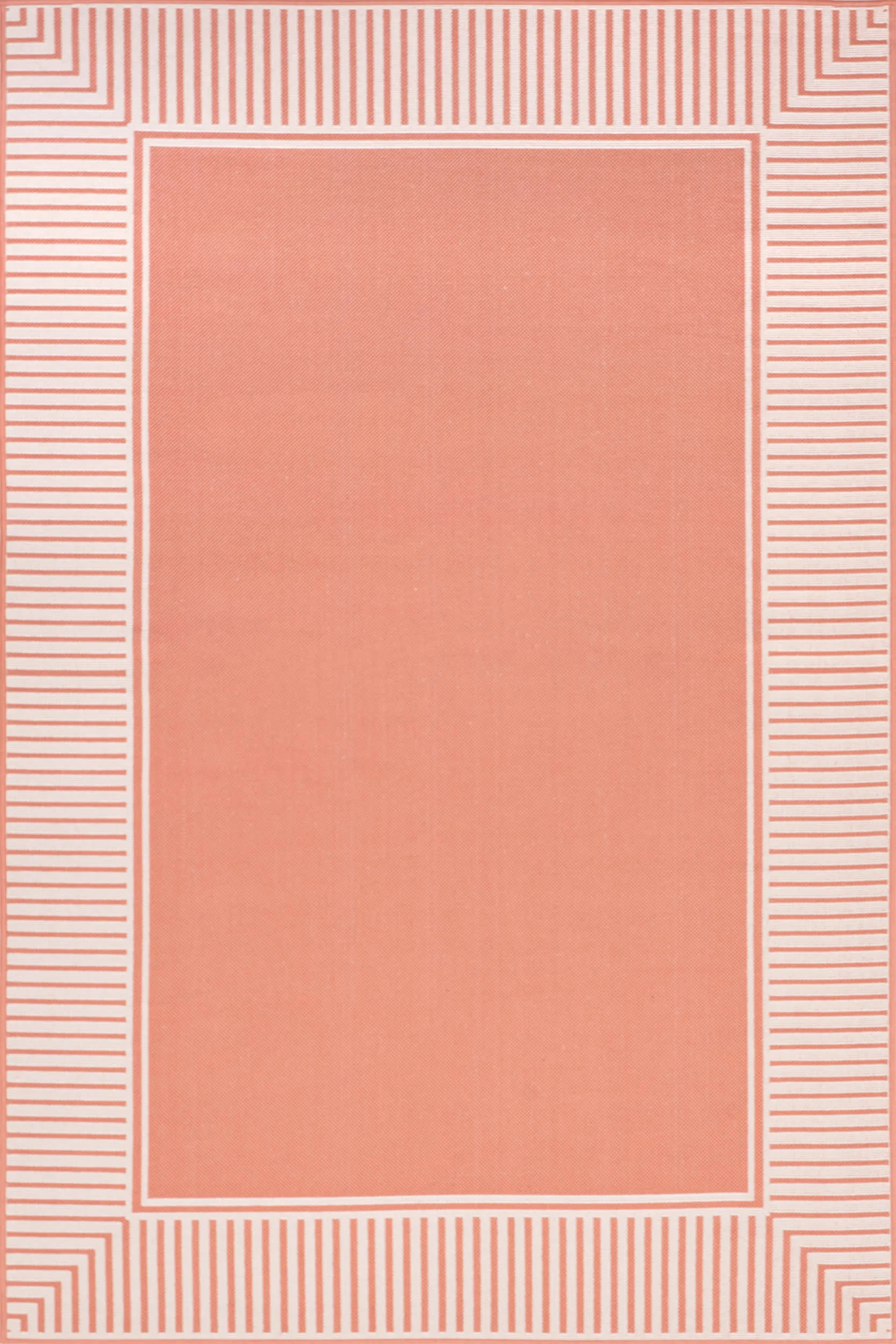 Striped Border Indoor/Outdoor Flatweave Rug | Coral