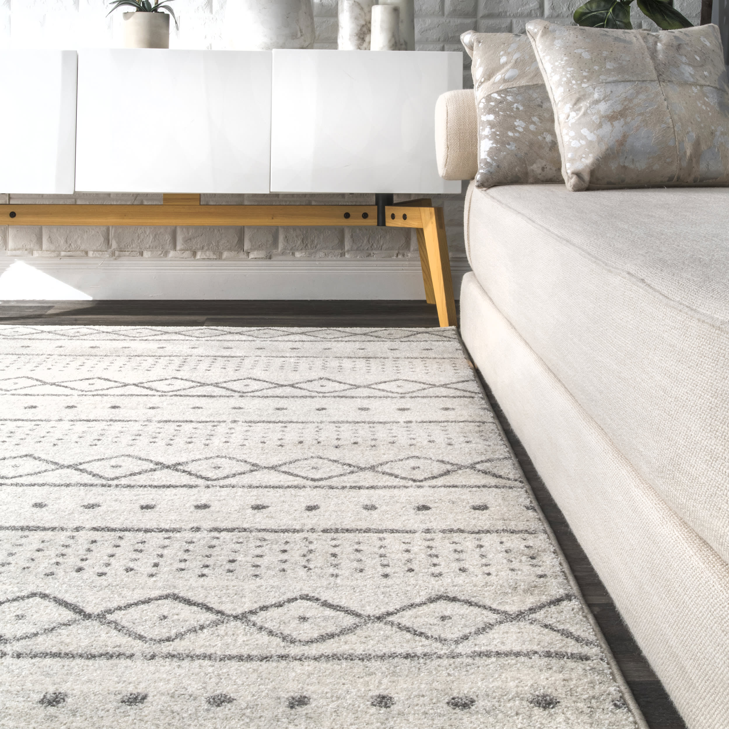 Striped Geometric Rug | Beige - Image 4