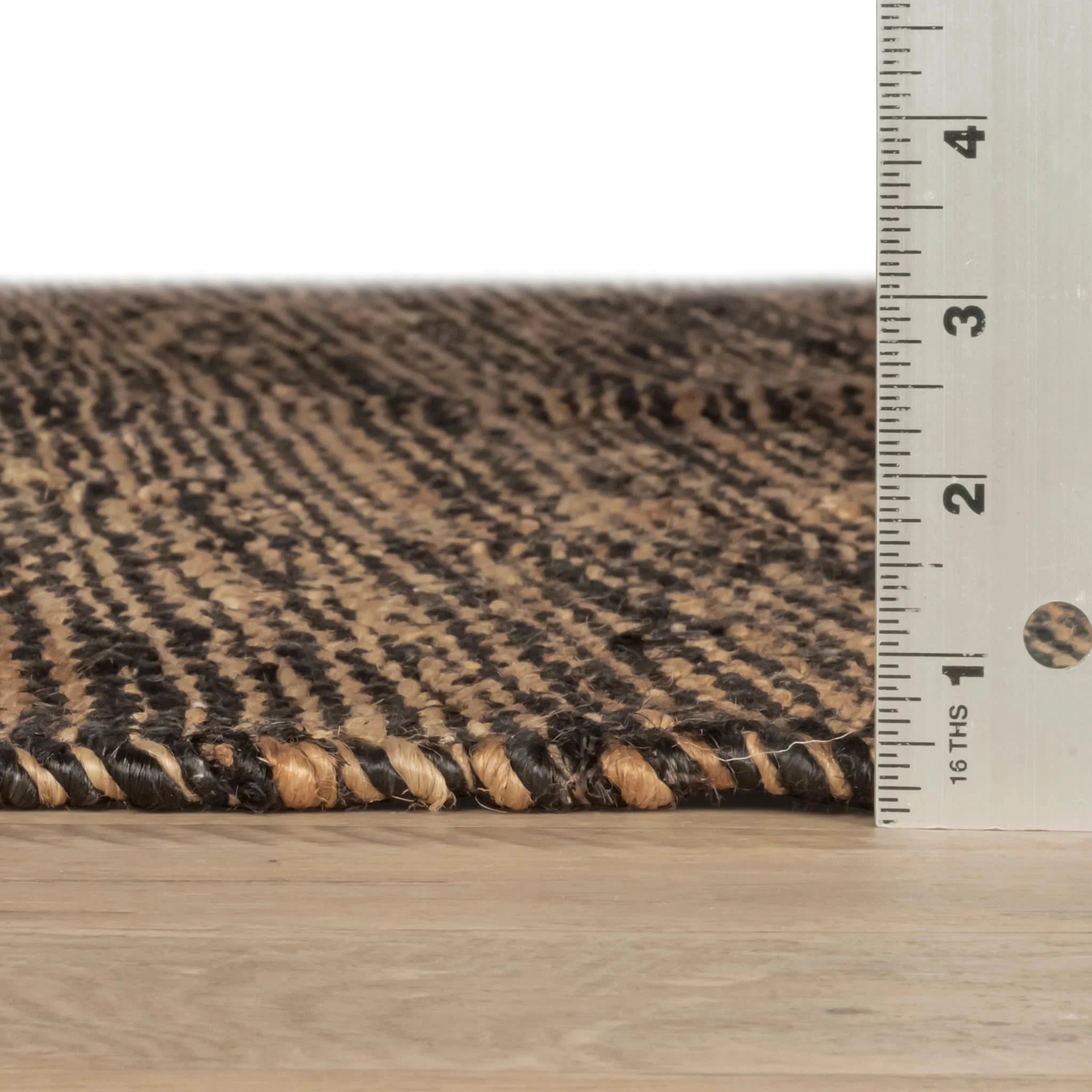 Striped Handwoven Jute Rug | Black/Natural - Image 4