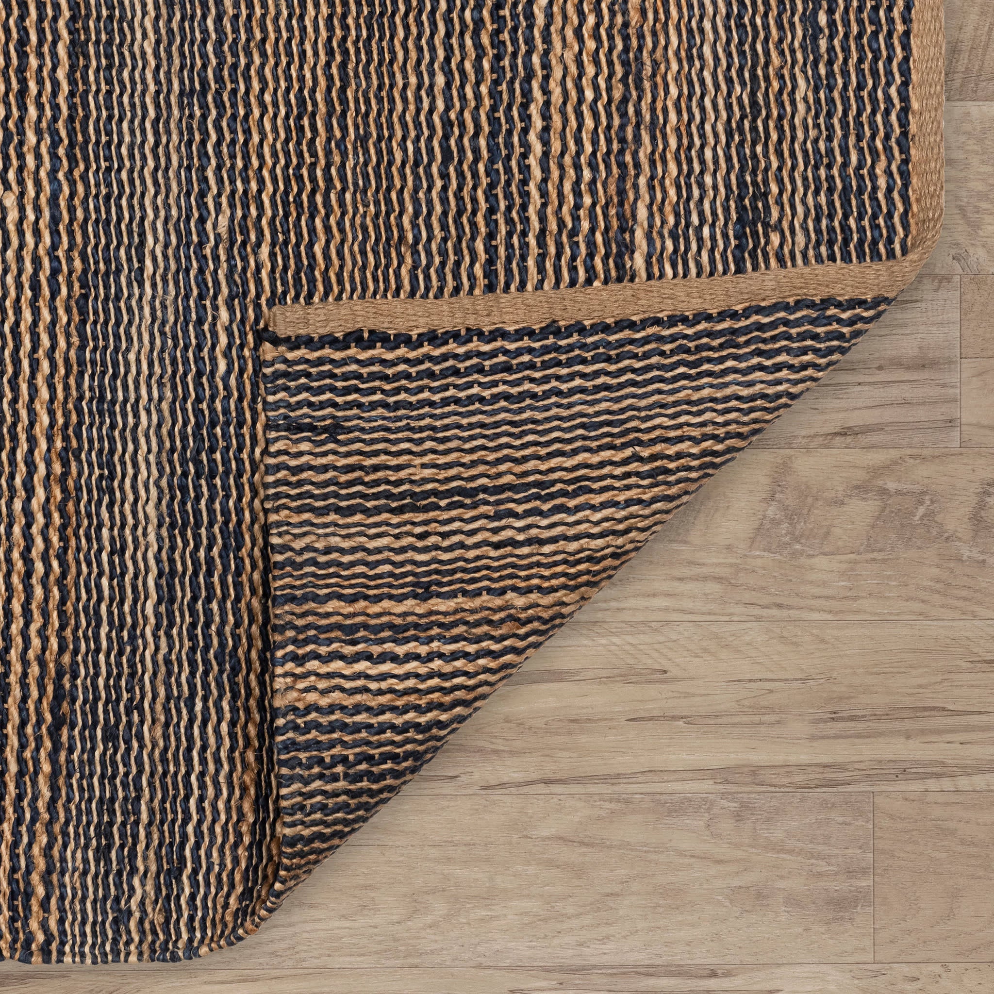 Striped Handwoven Jute Rug | Blue/Natural - Image 5
