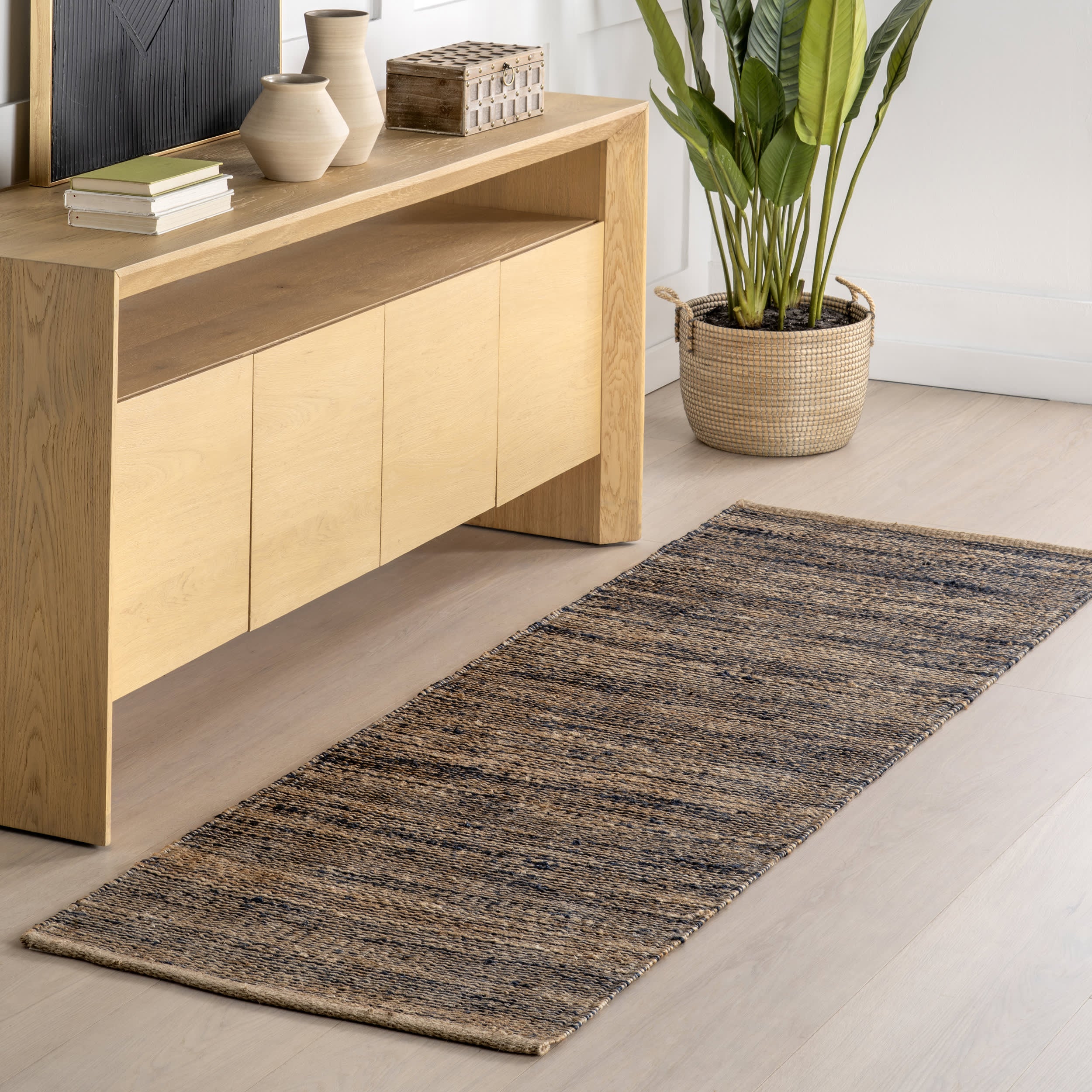 Striped Handwoven Jute Rug | Blue - Image 2