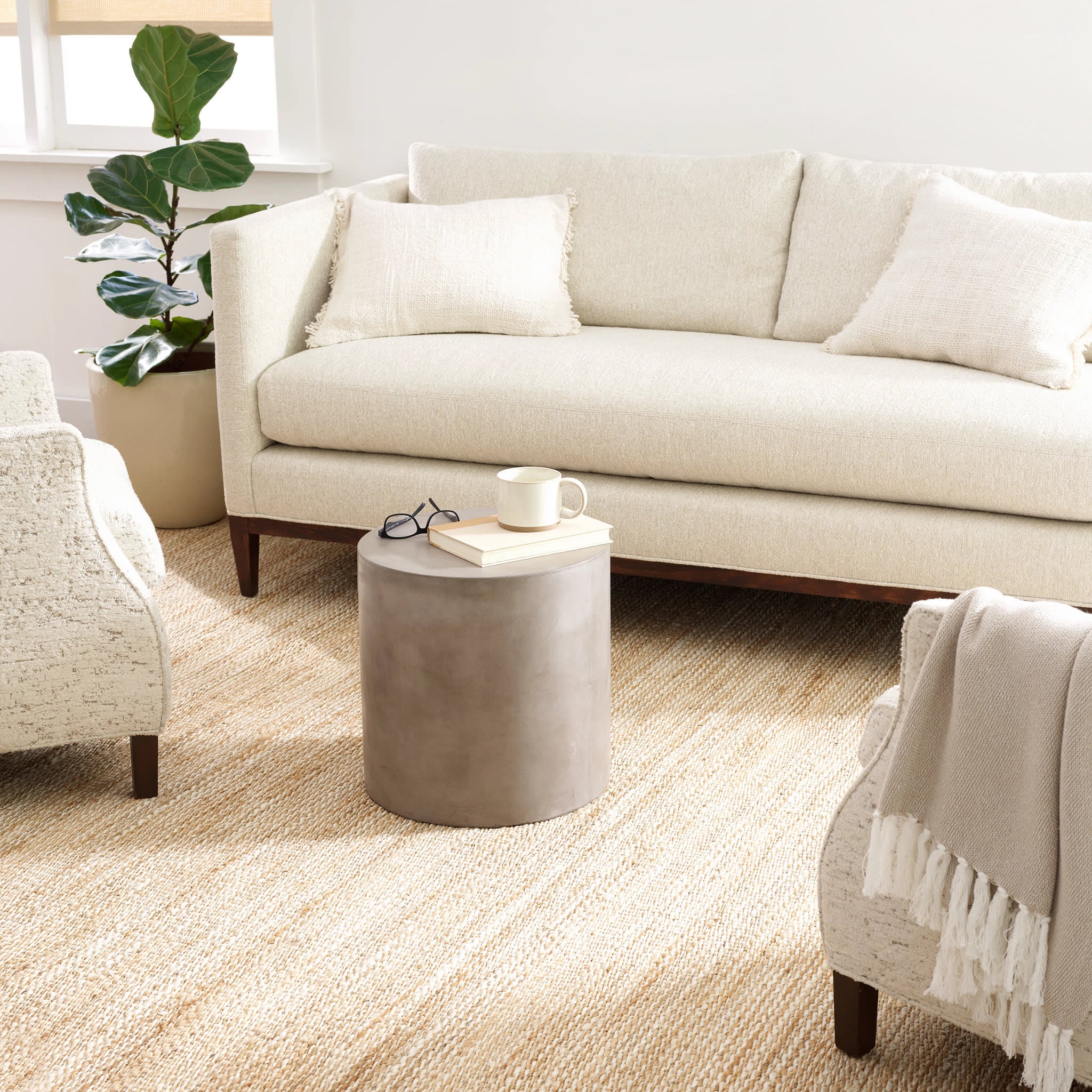 Striped Handwoven Jute Rug | Ivory/Natural - Image 2