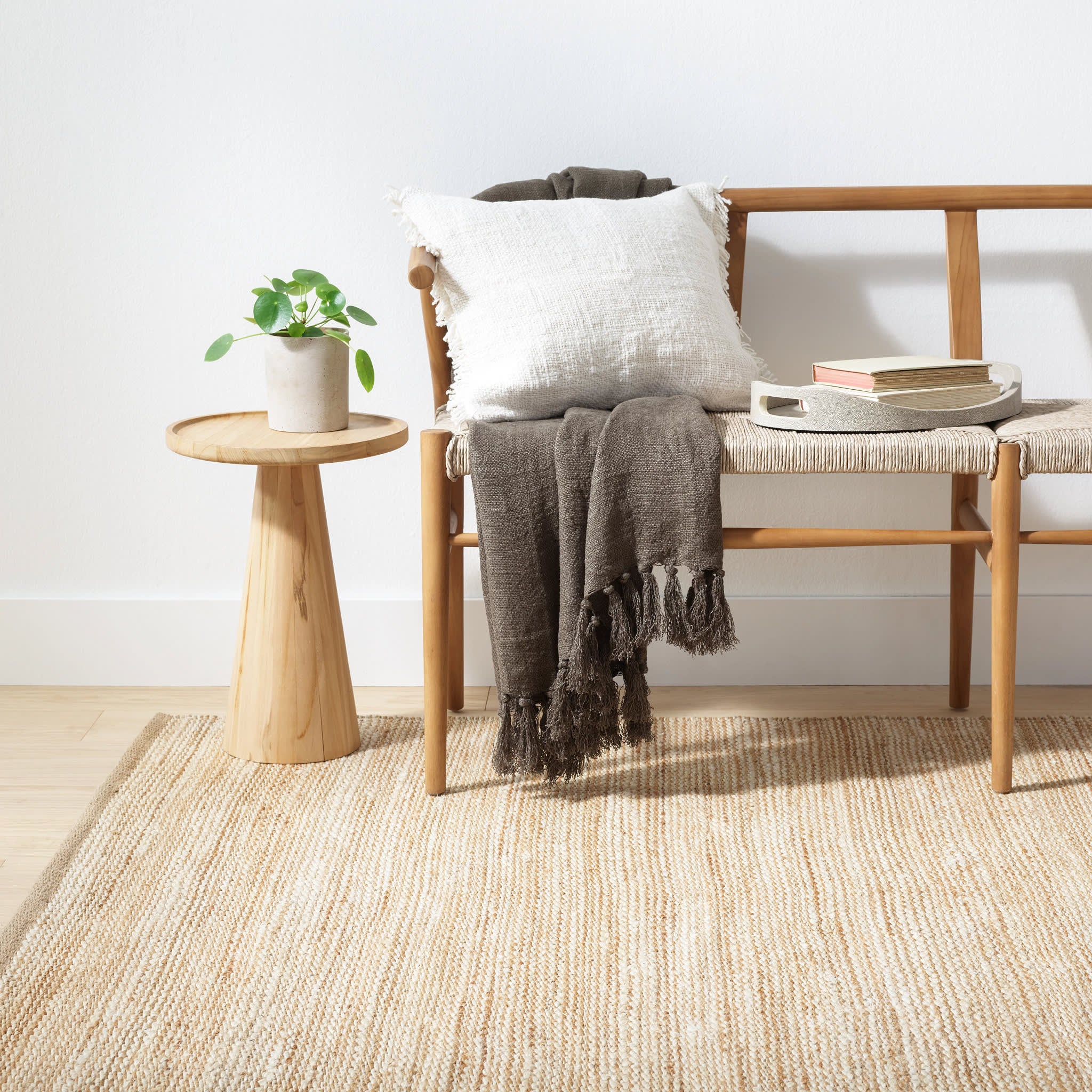Striped Handwoven Jute Rug | Ivory/Natural - Image 3