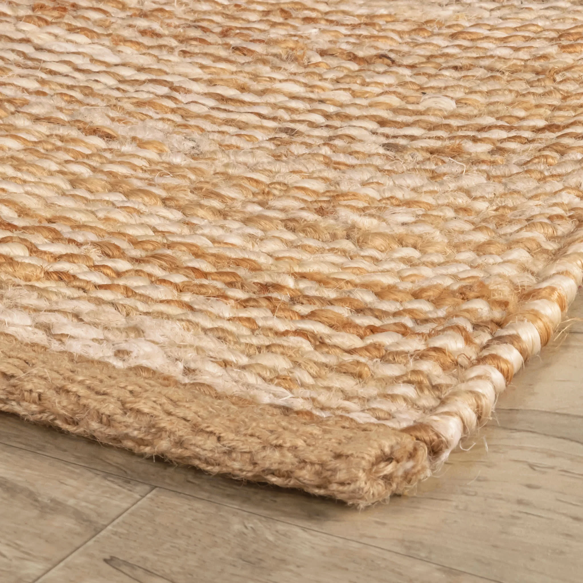 Striped Handwoven Jute Rug | Ivory/Natural - Image 6