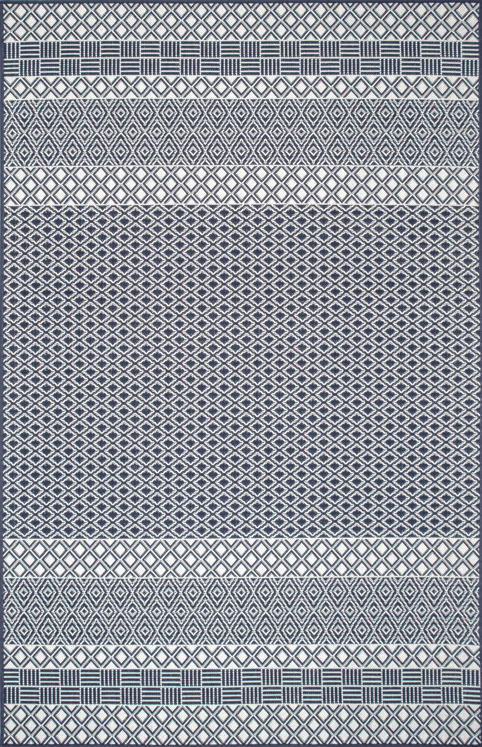 Striped Lattice Indoor/Outdoor Rug | Blue