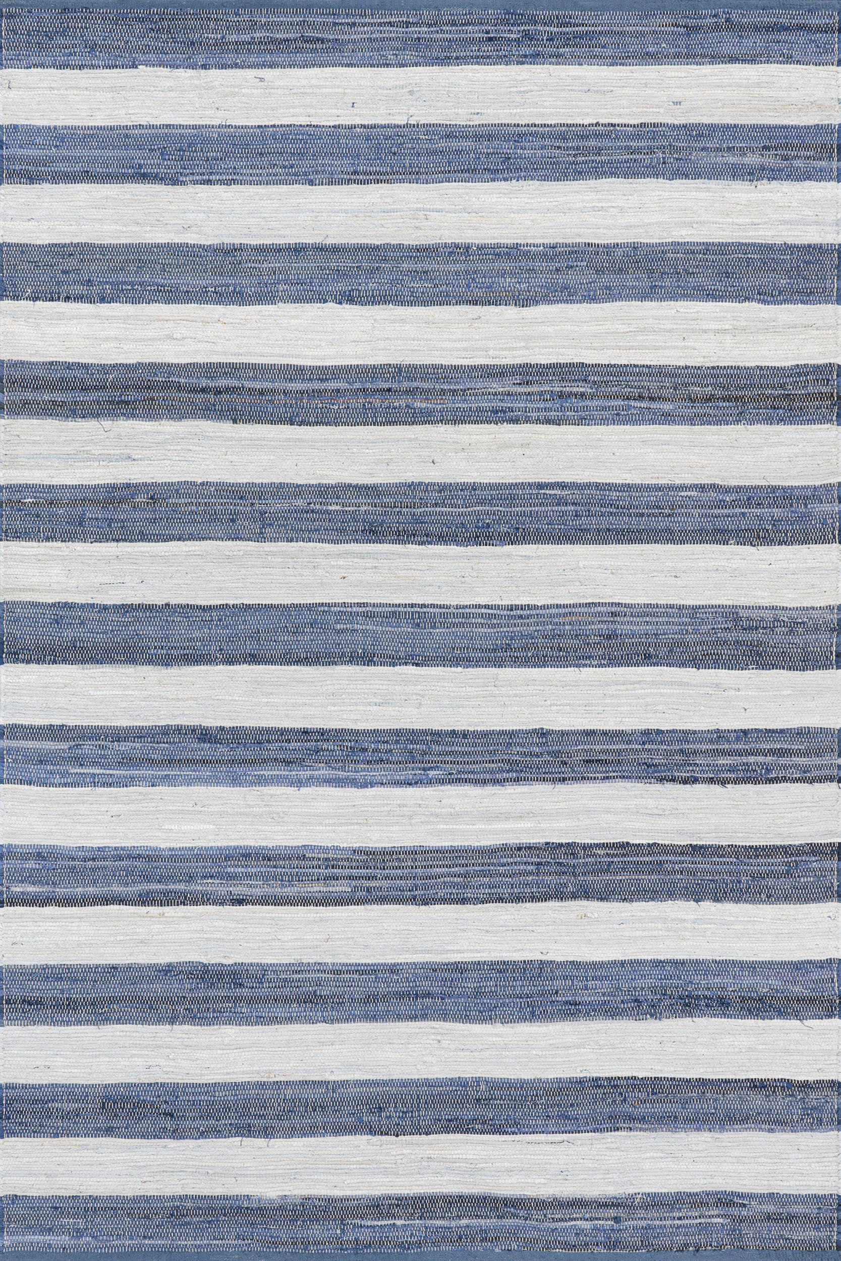 Striped Rag Handwoven Cotton Rug | Blue