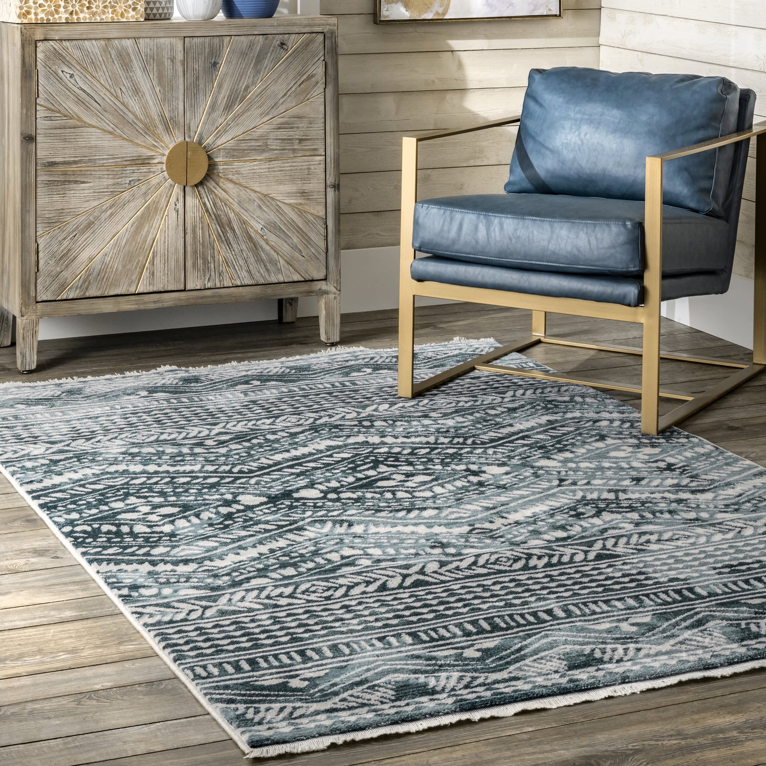 Striped Relief Rug | Blue - Image 2