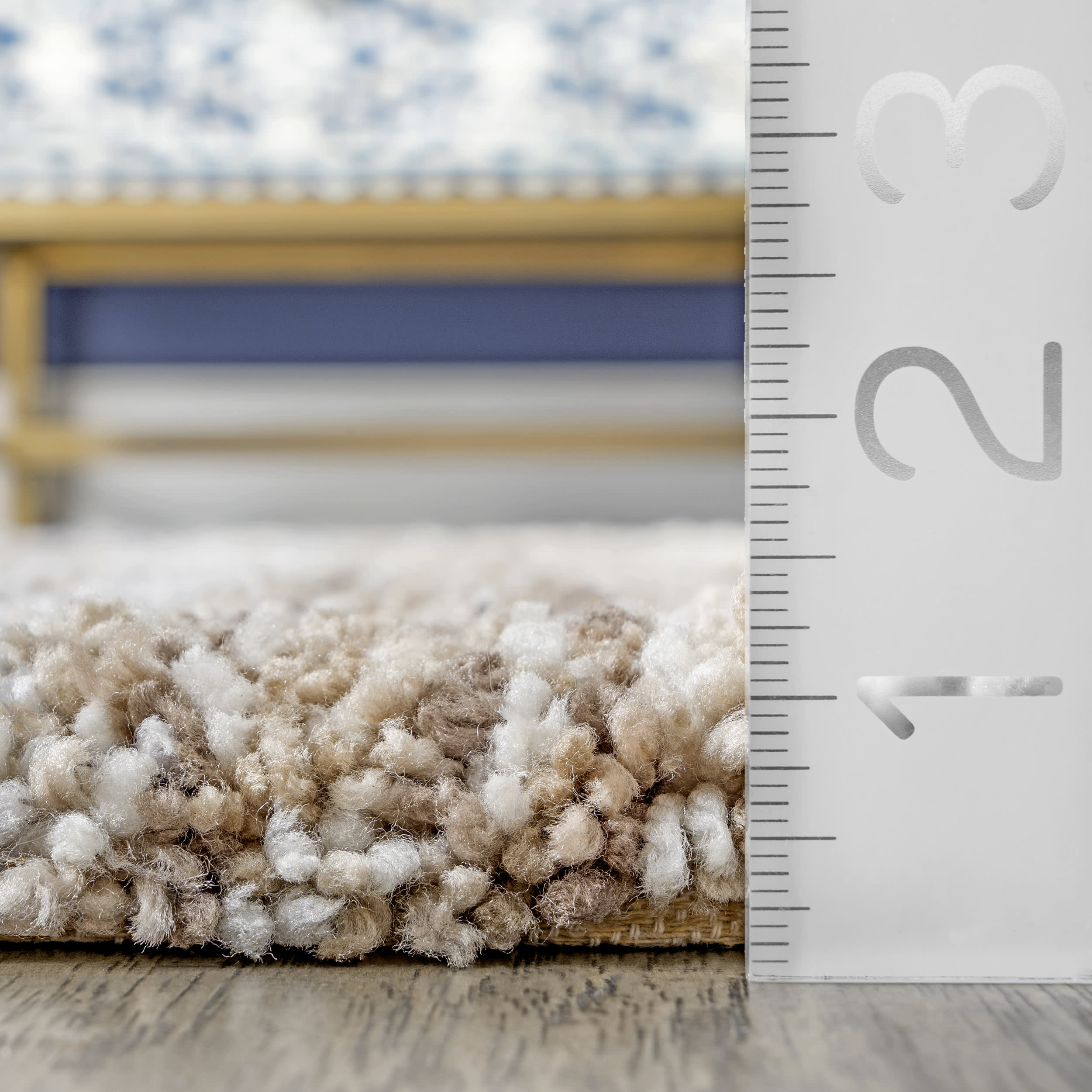 Striped Shaggy Rug | Beige - Image 5