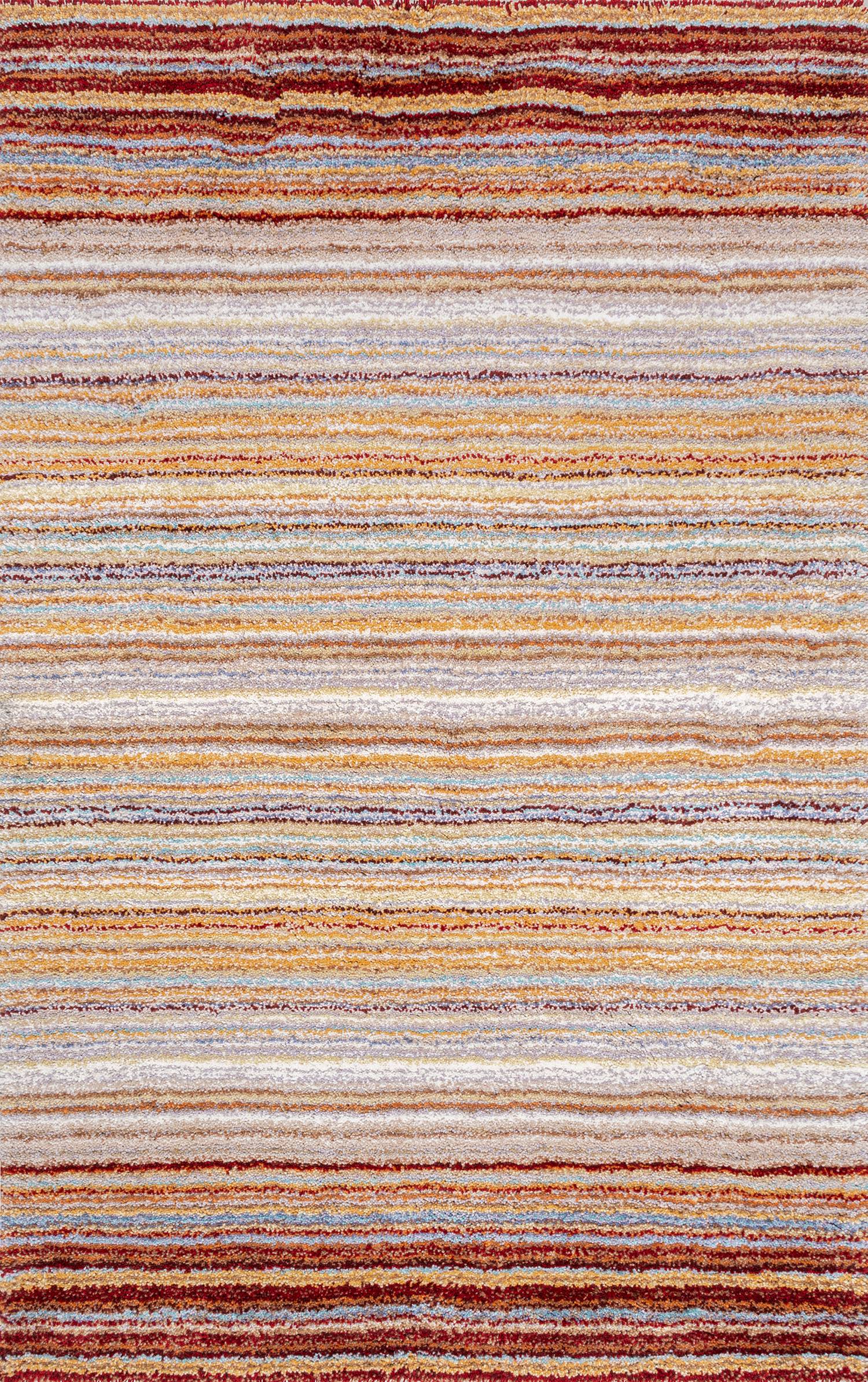 Striped Shaggy Rug | Red Multicolor