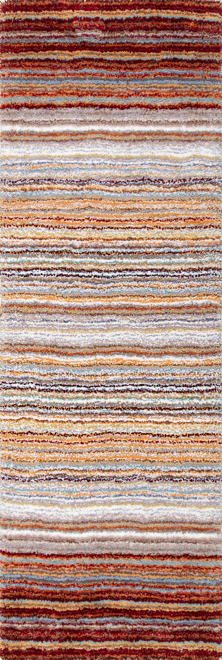 Striped Shaggy Rug | Red Multicolor