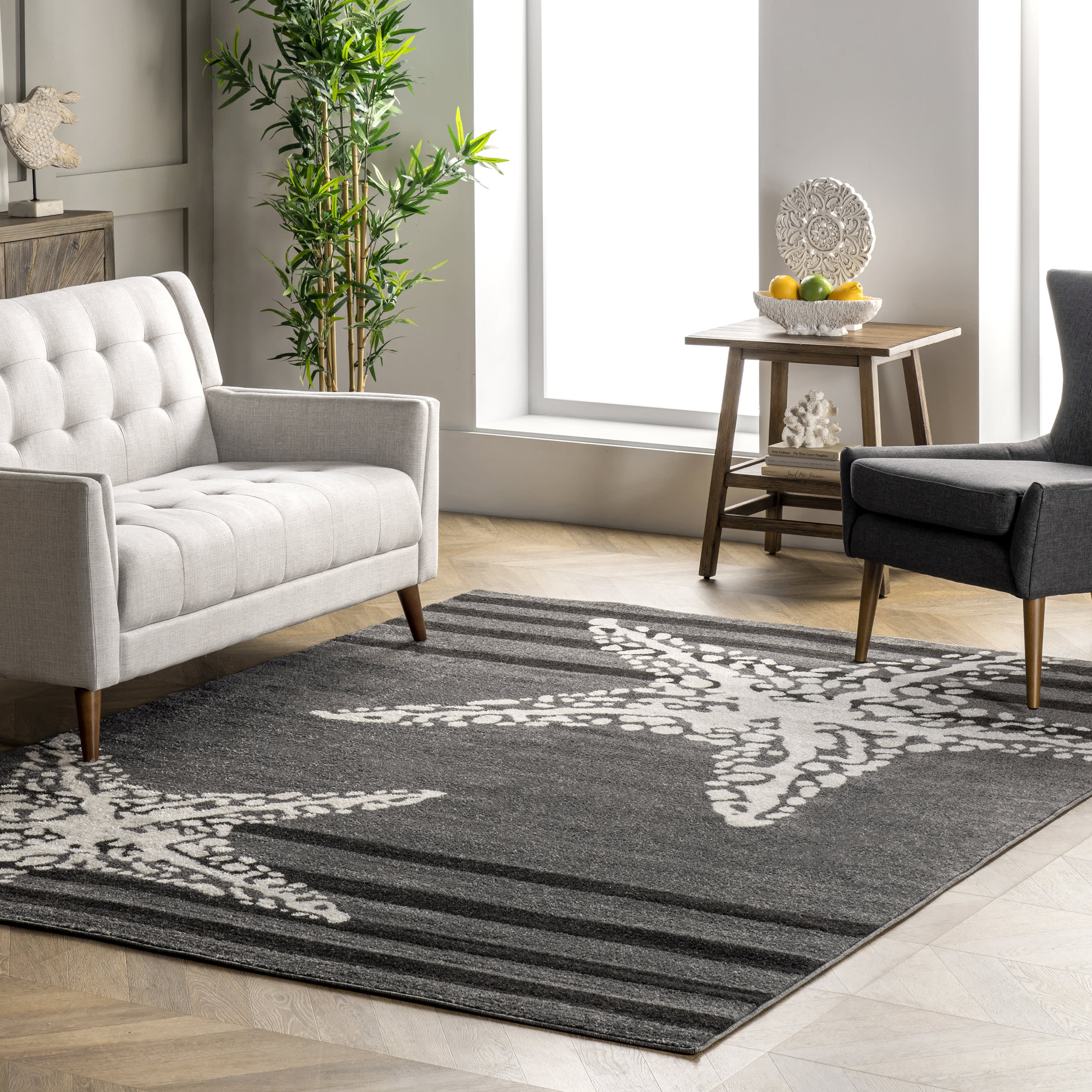 Striped Starfish Rug | Grey - Image 2