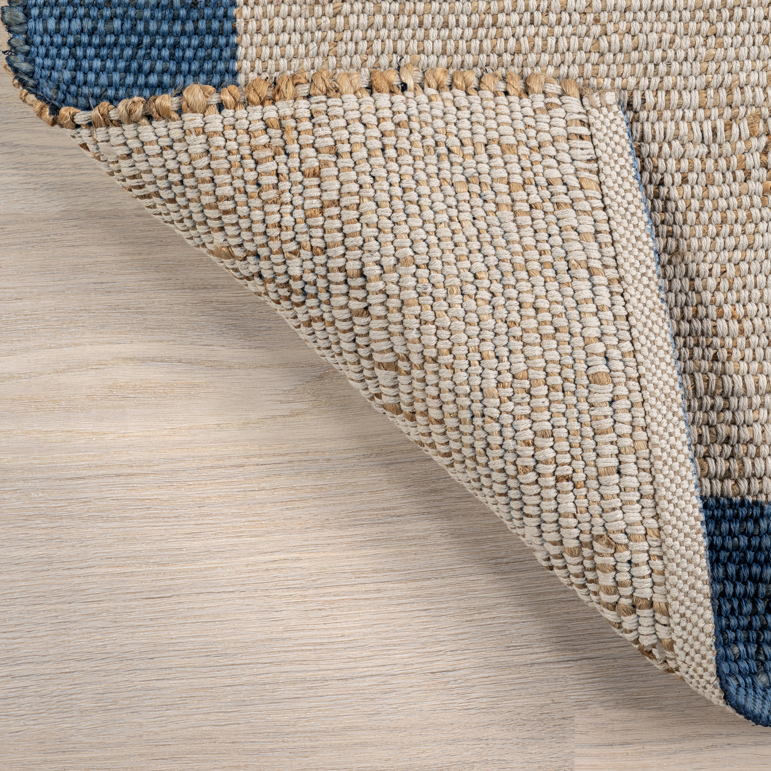 Suellen Bordered Handwoven Jute-Blend Rug | Blue - Image 6