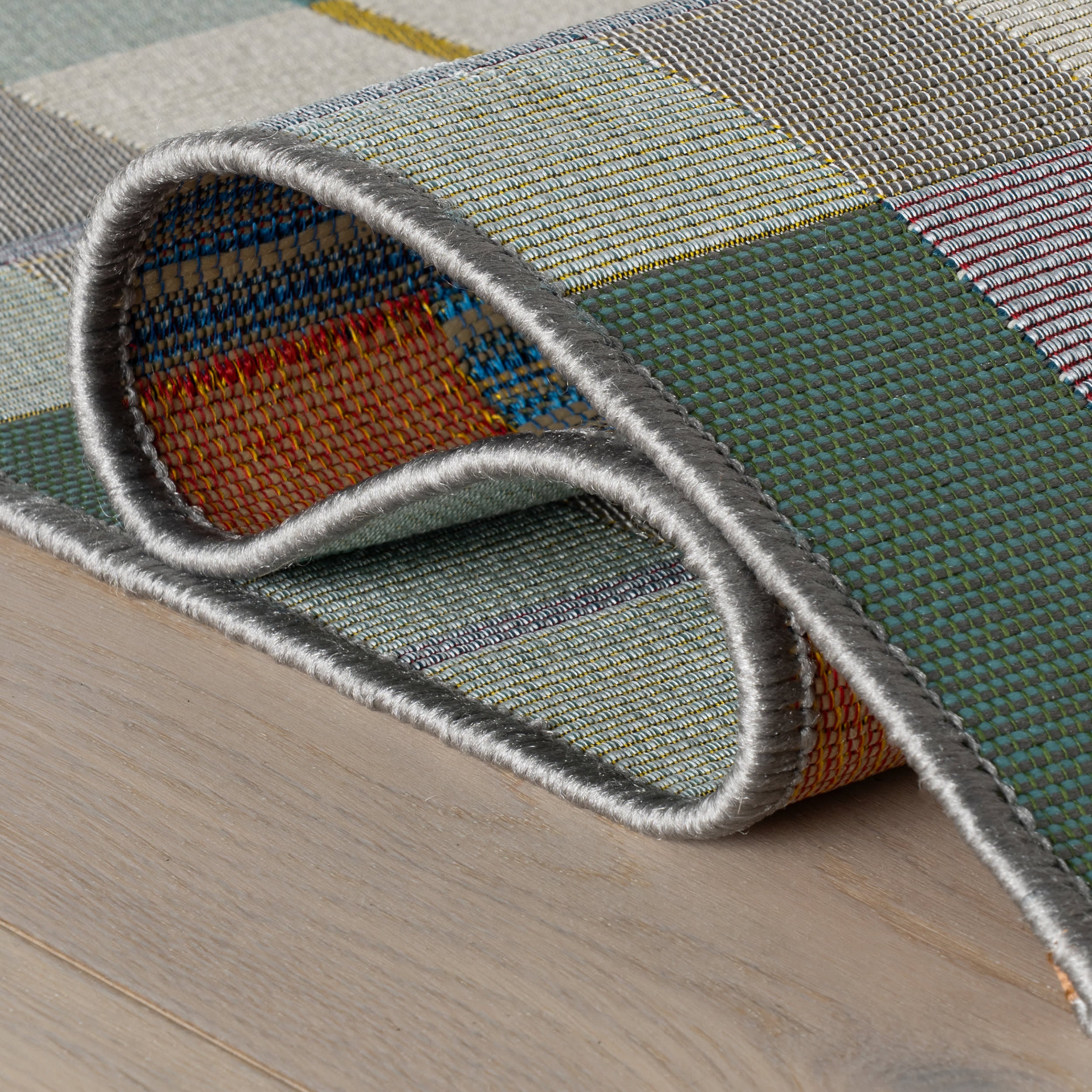Sundara Modern Plaid Indoor/Outdoor Rug | Blue Multi - Image 3
