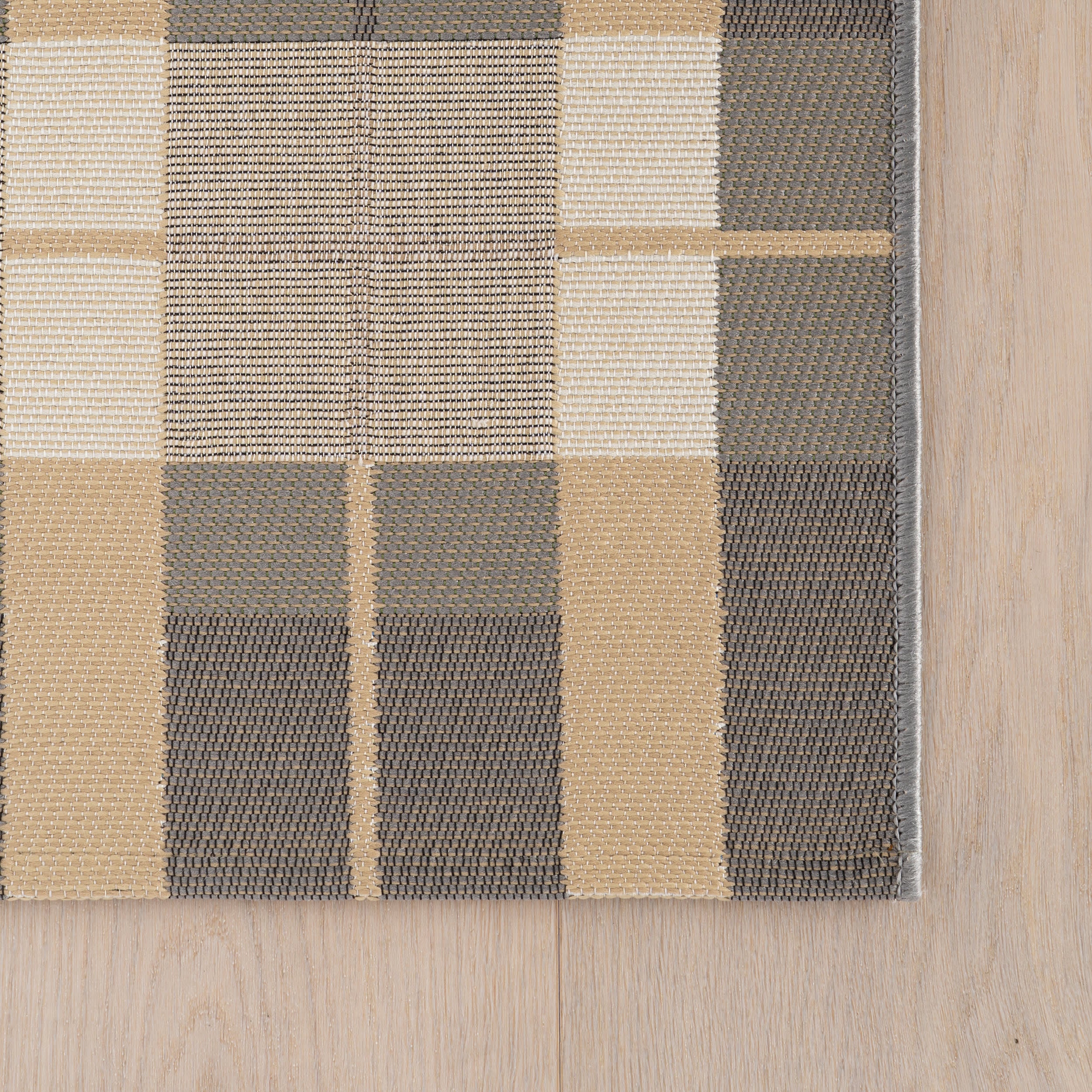Sundara Modern Plaid Indoor/Outdoor Rug | Grey Multi - Image 6