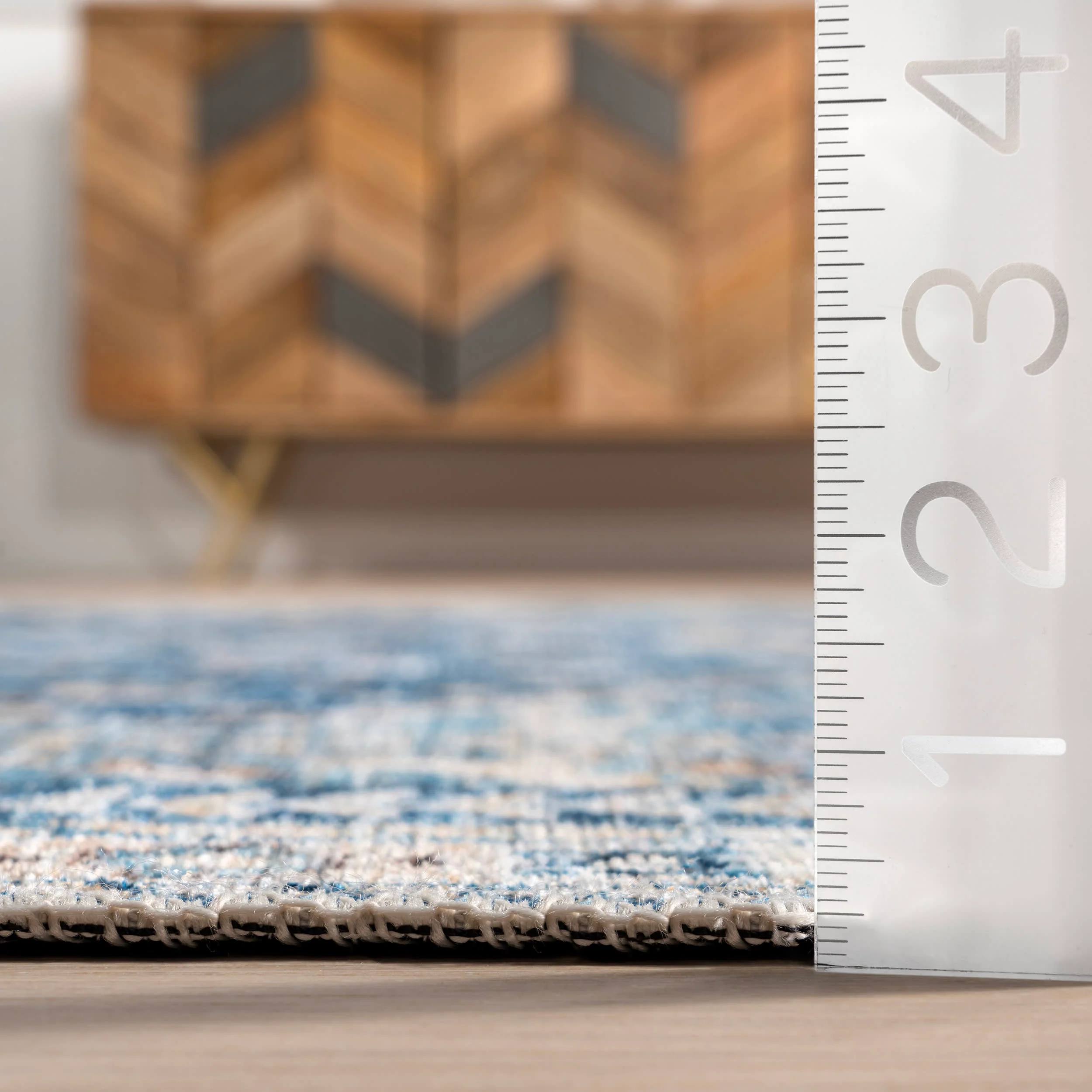 Sunsari Geometric Washable Rug | Blue - Image 4