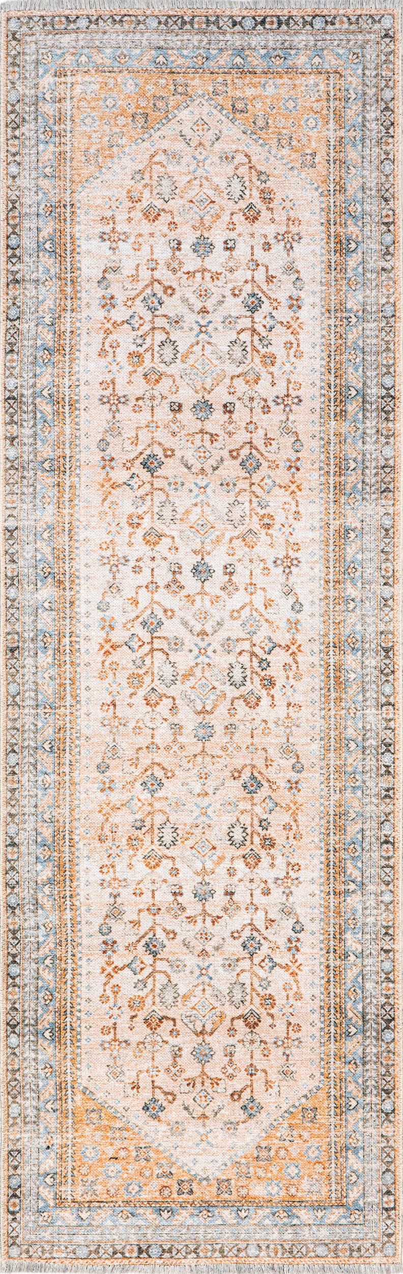 Sunsari Geometric Washable Rug | Peach