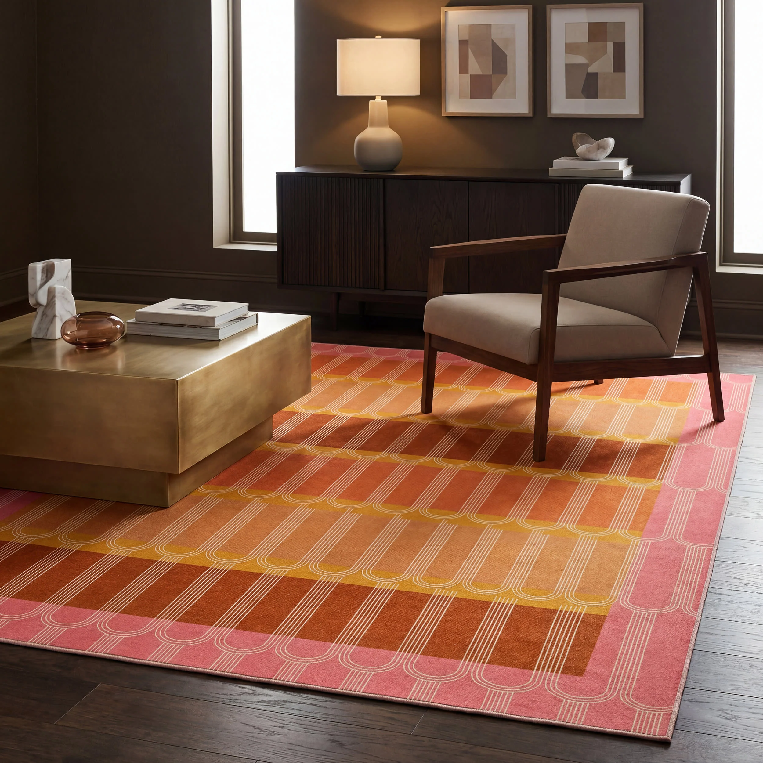 Sunset Stripe Washable Rug by Society6 | Multicolor - Image 9