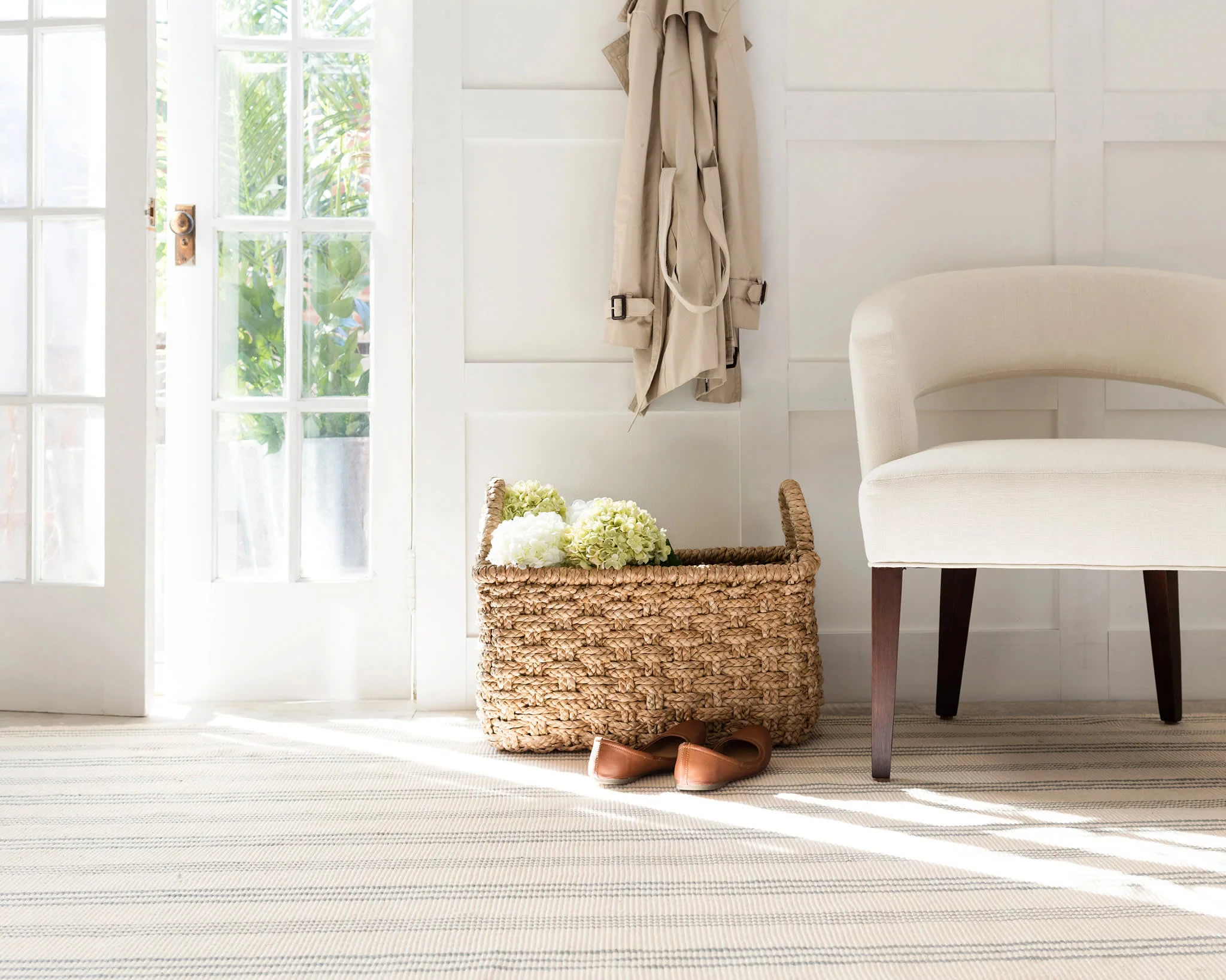 Swedish Stripe Handwoven Cotton Rug | Blue - Image 2