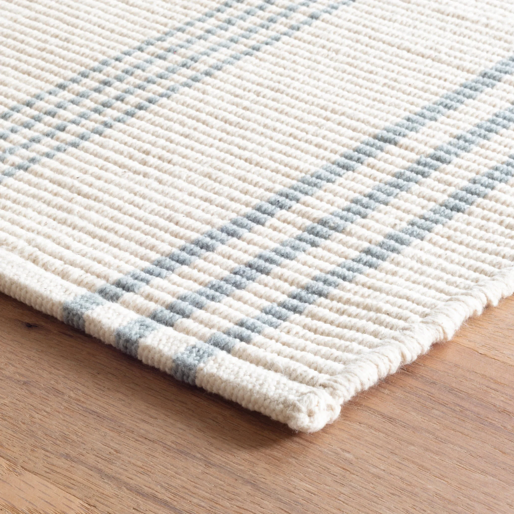 Swedish Stripe Handwoven Cotton Rug | Blue - Image 4