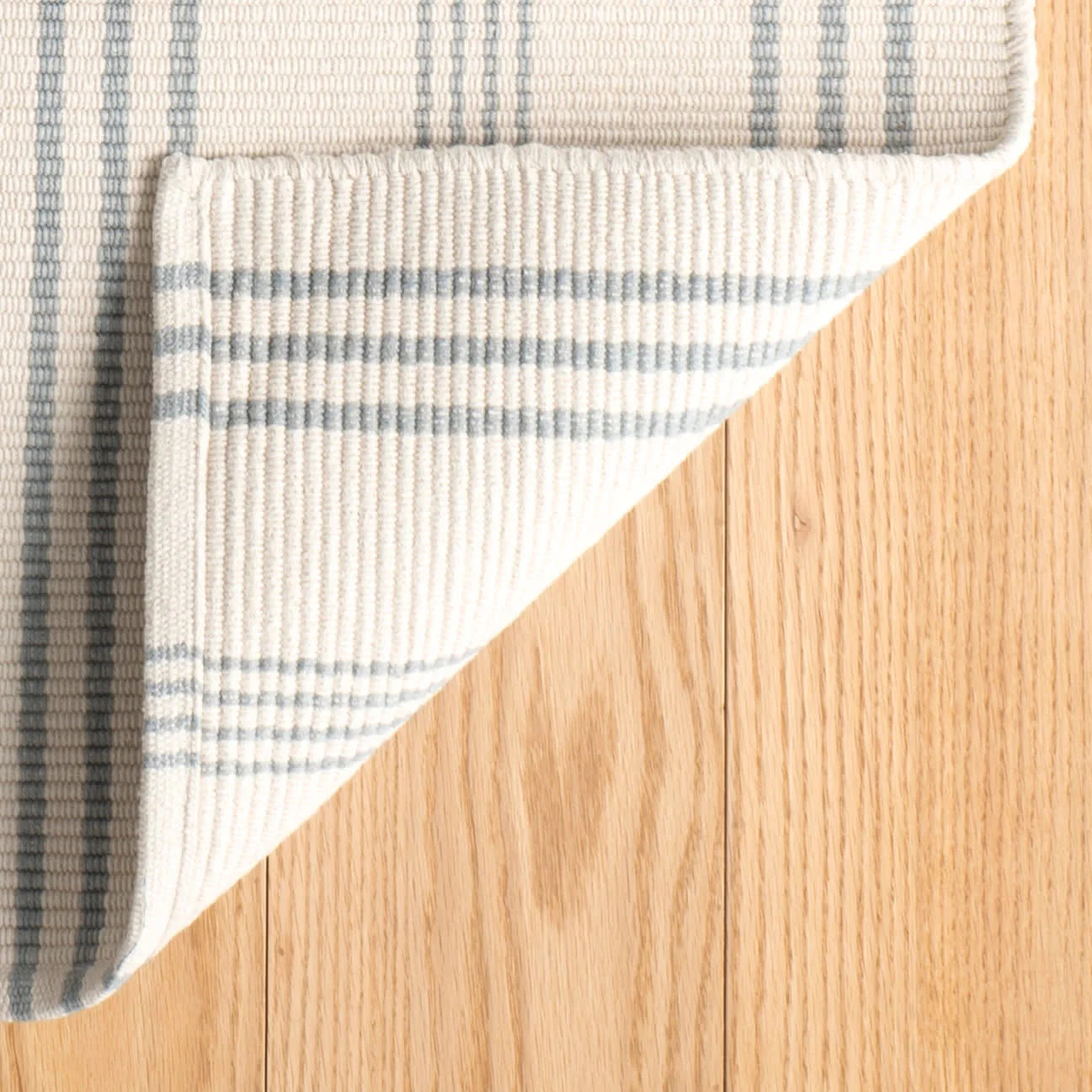 Swedish Stripe Handwoven Cotton Rug | Blue - Image 5