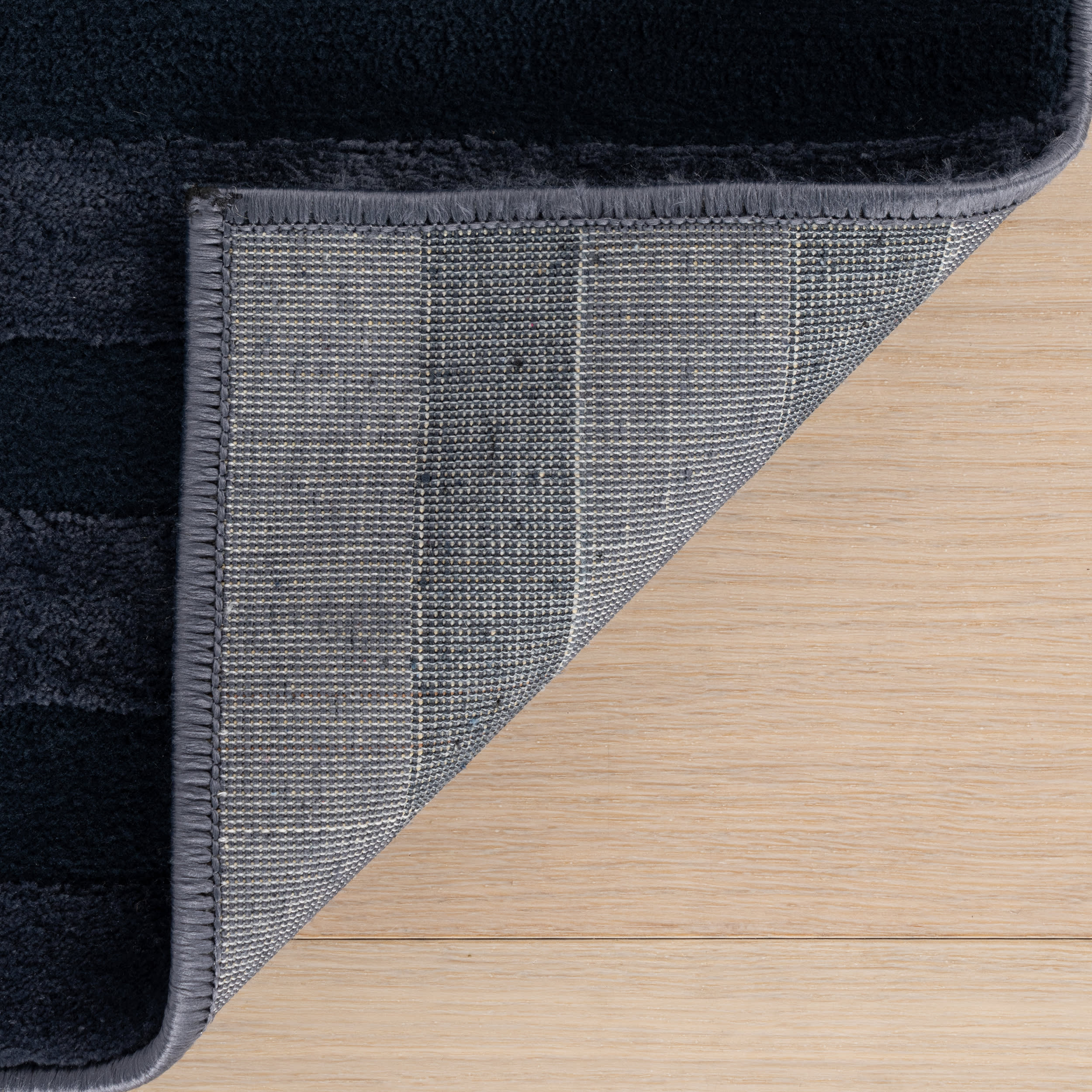 Syra Striped Plush Textured Washable Rug | Blue - Image 8