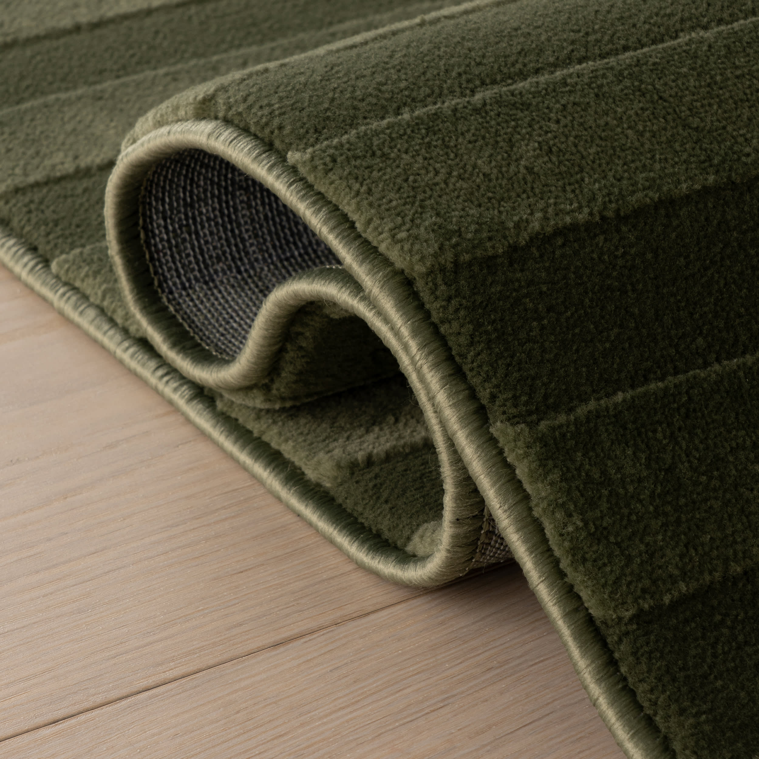 Syra Striped Plush Textured Washable Rug | Green - Image 11