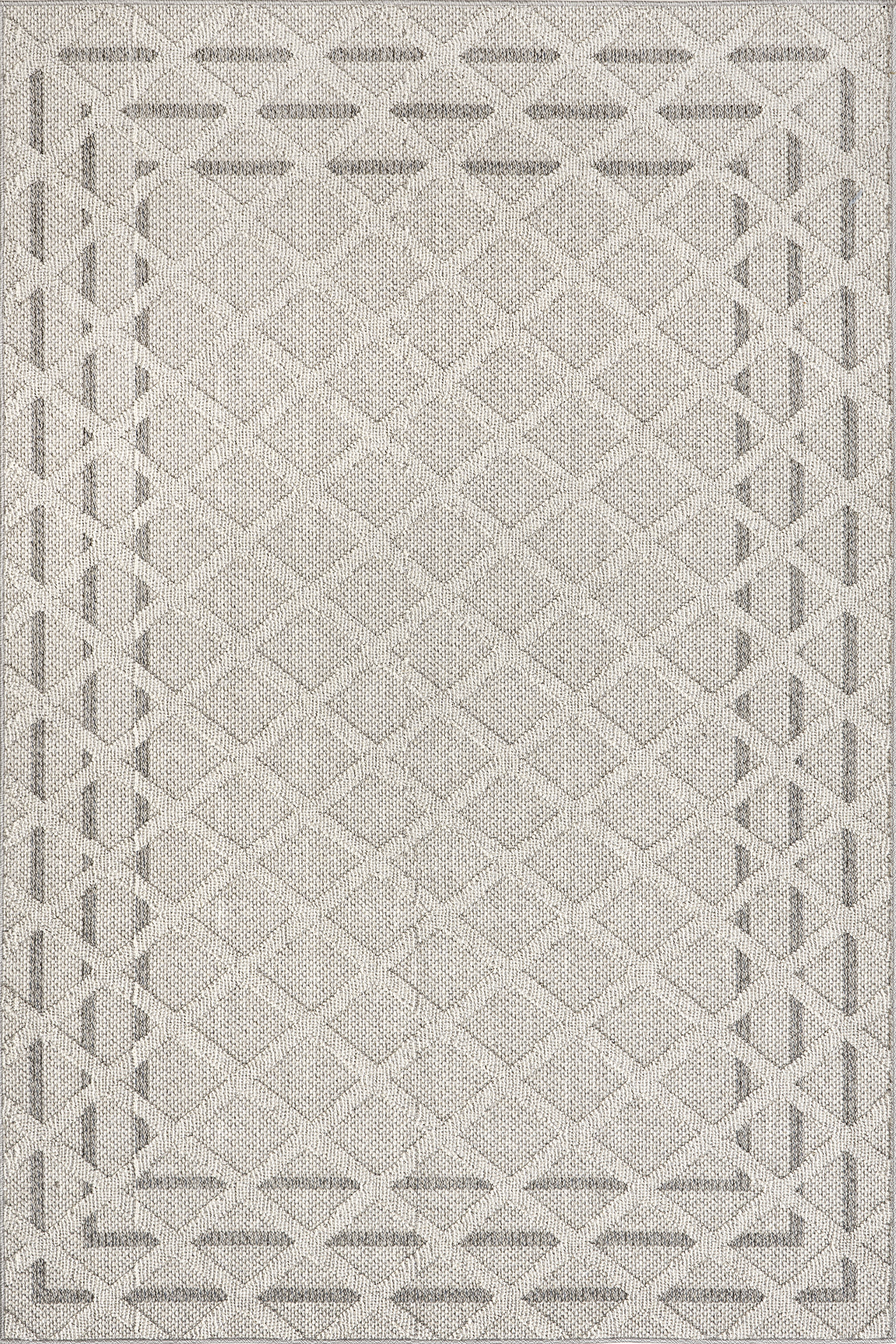 Tahavi Trellis Bordered Rug | Grey