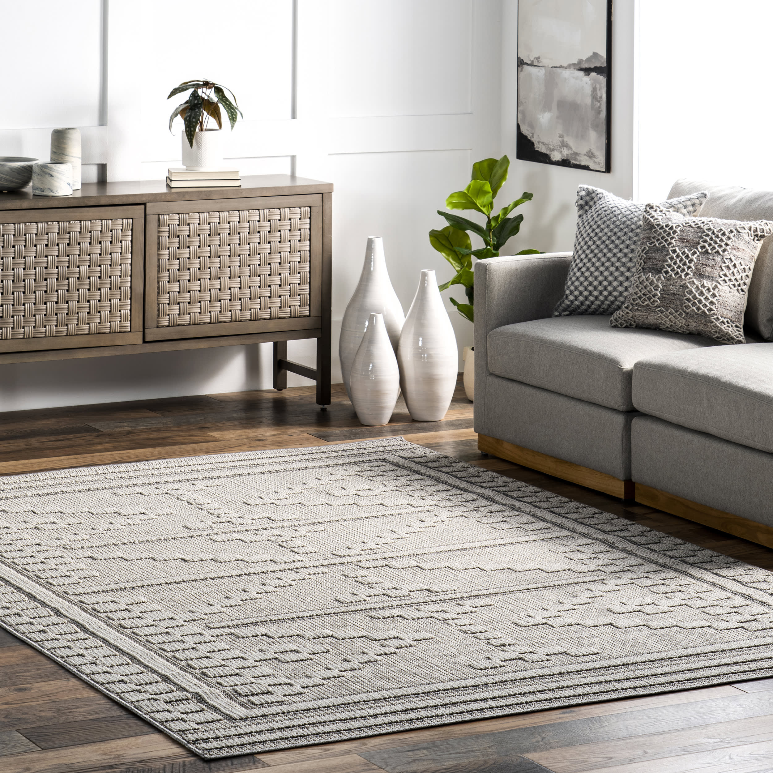 Tammi Tiled Panel Rug | Beige - Image 2