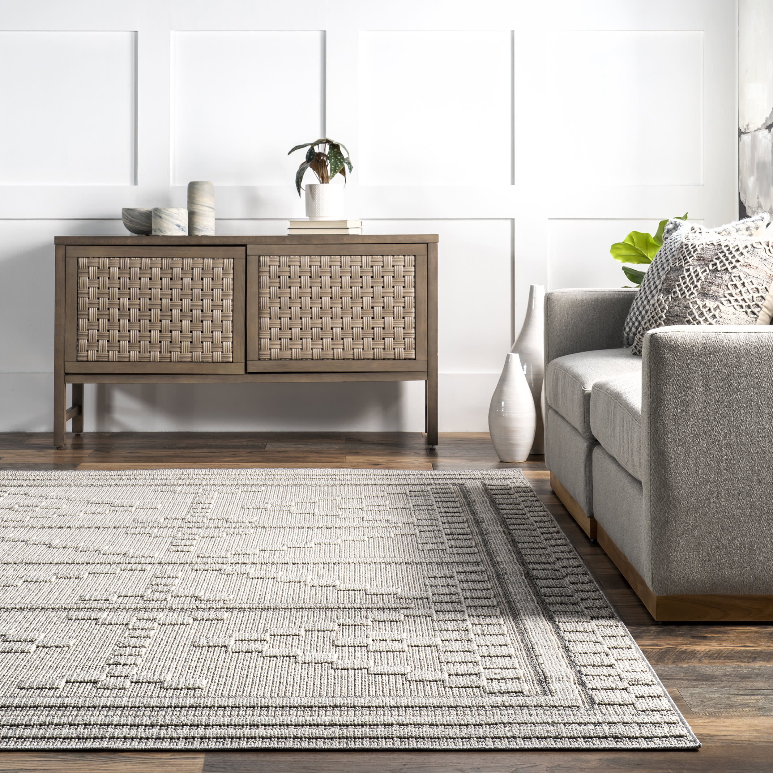 Tammi Tiled Panel Rug | Beige - Image 4