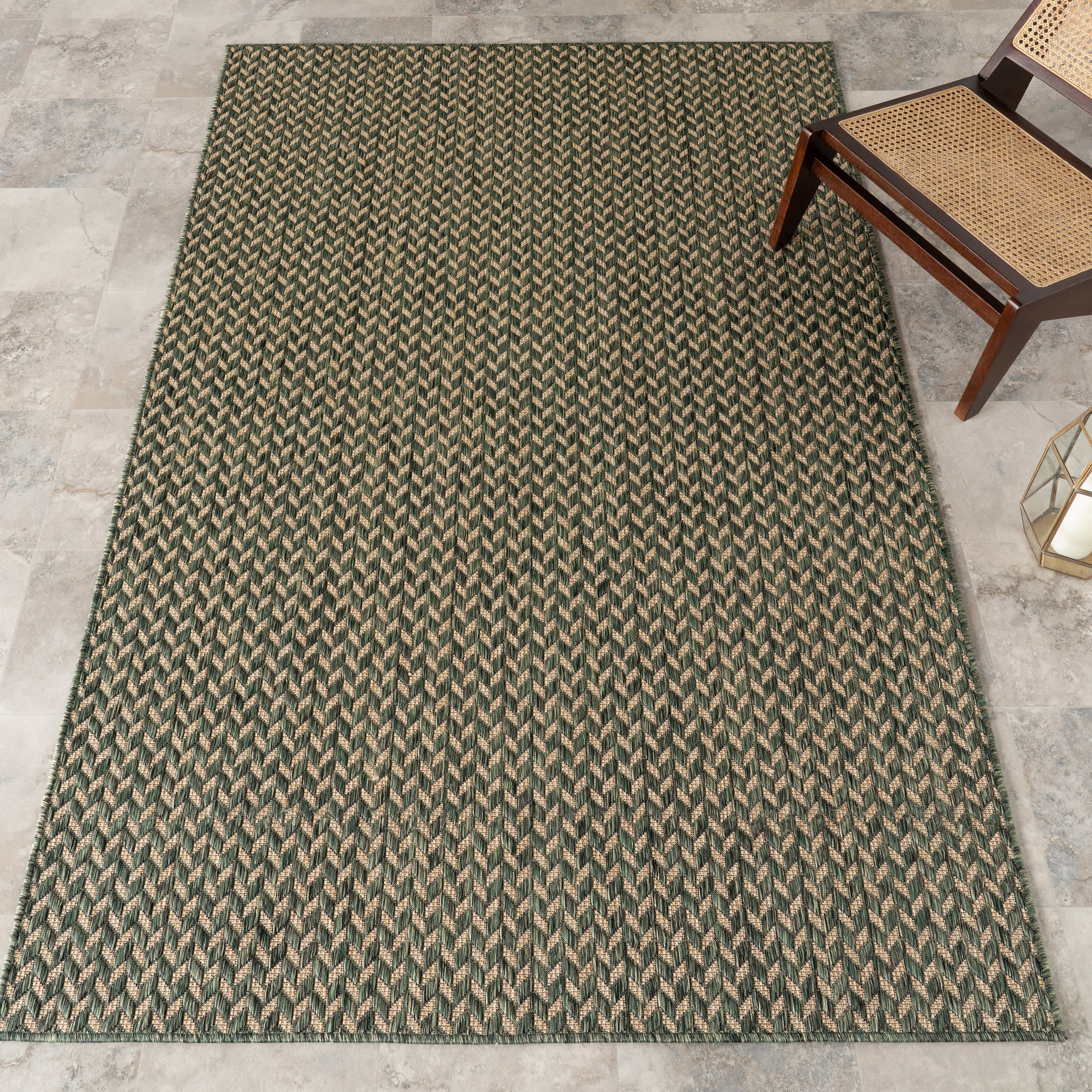 Taraji Herringbone Indoor/Outdoor Rug | Green - Image 2