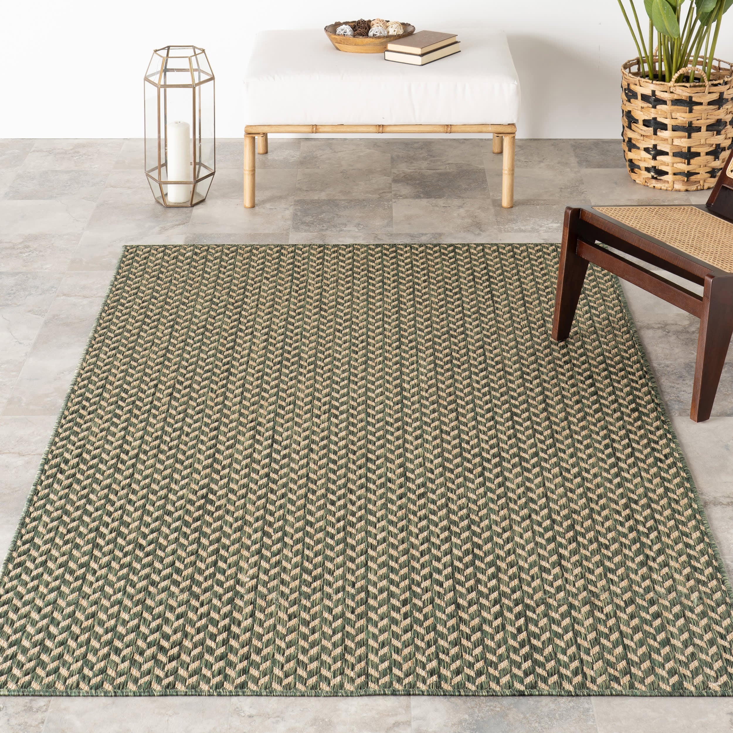Taraji Herringbone Indoor/Outdoor Rug | Green - Image 5
