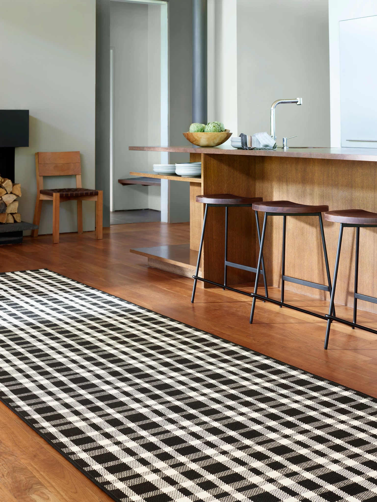 Tattersall Handwoven Indoor/Outdoor Custom Rug | Black - Image 2