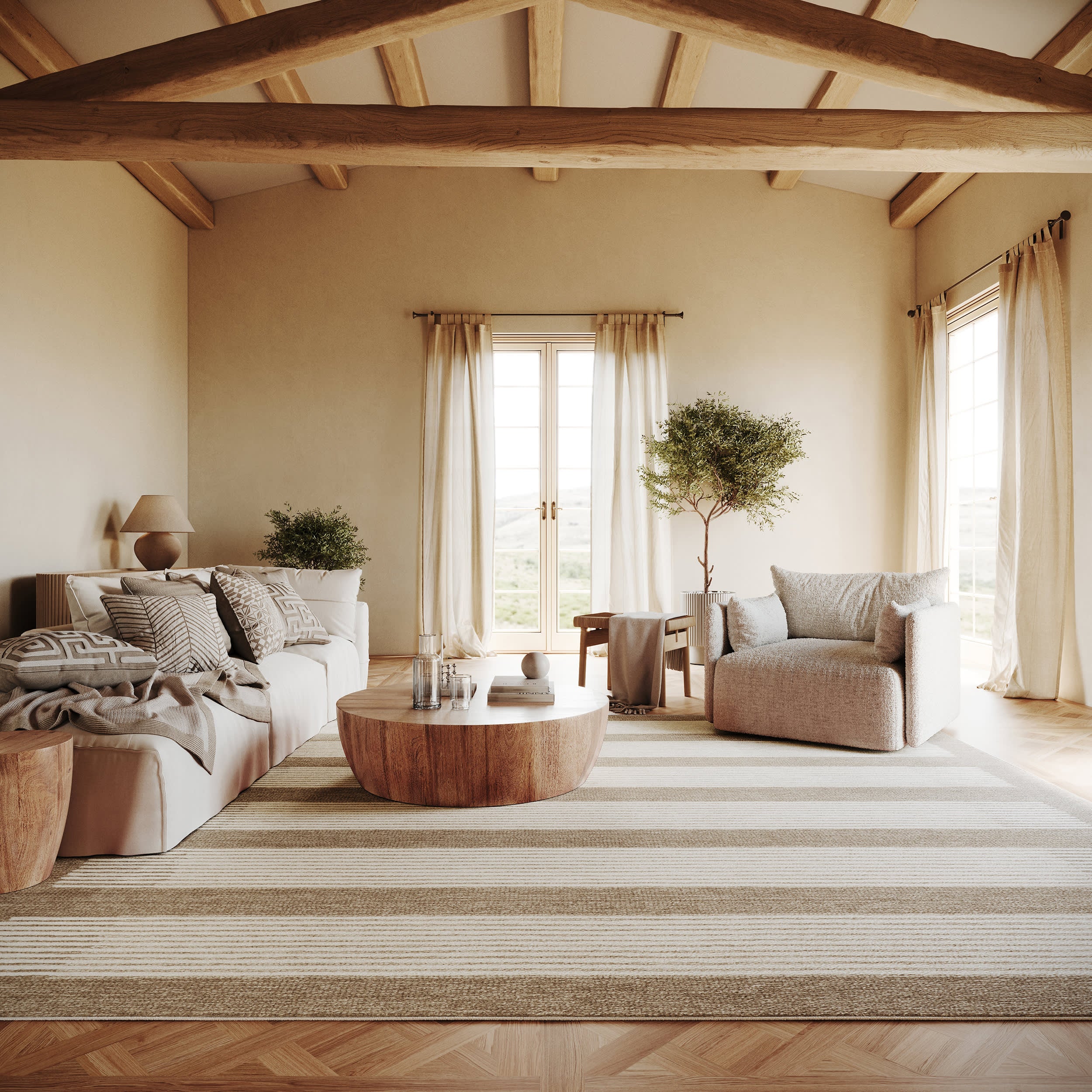 Tawna Modern Striped Rug | Brown - Image 2