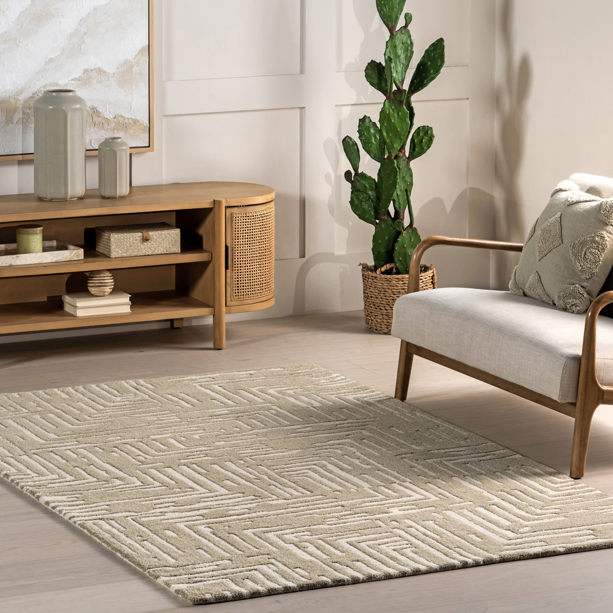 Tawny Geometric Wool Rug | Ivory - Image 2