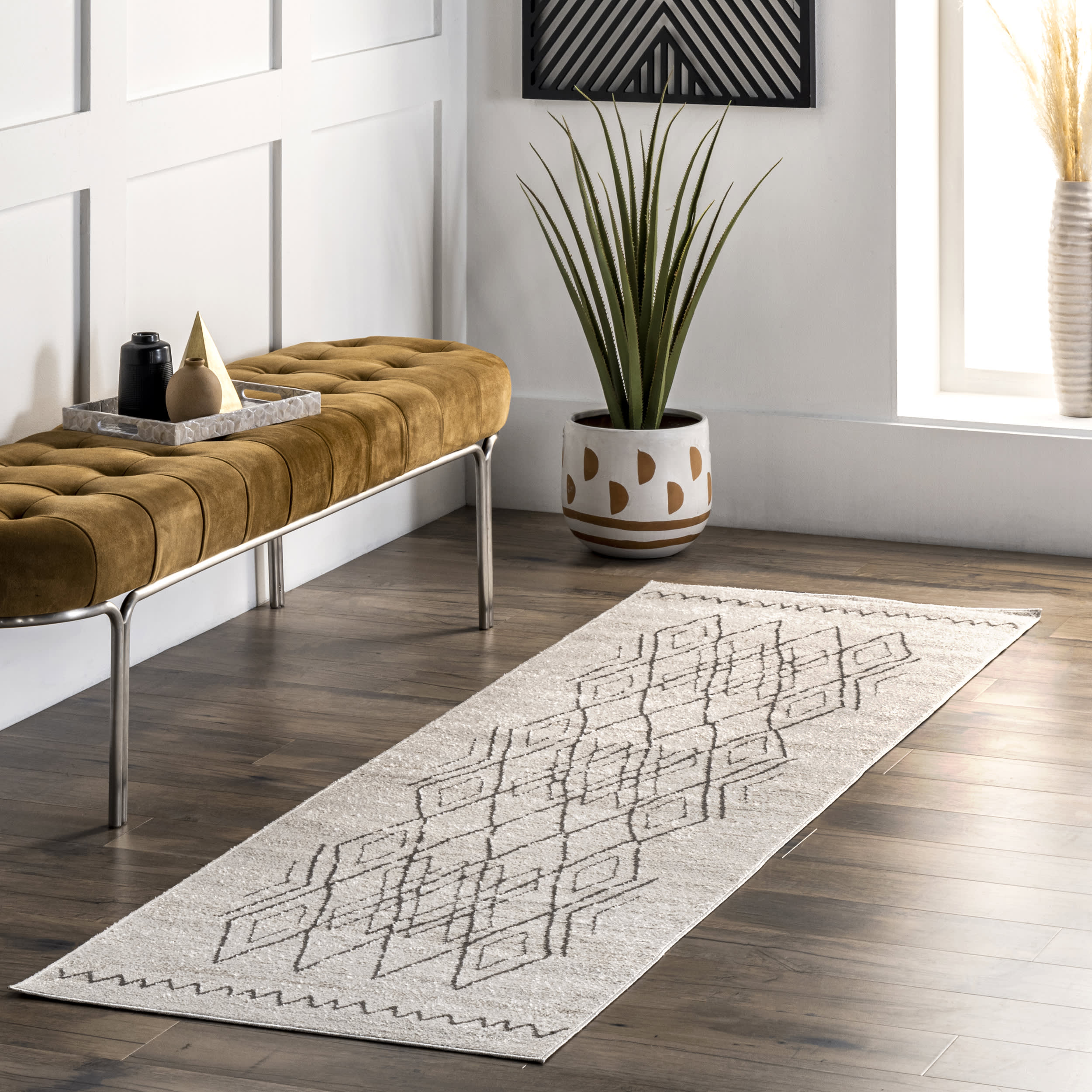Teagan Washable Zig Zag Rug | Beige - Image 2