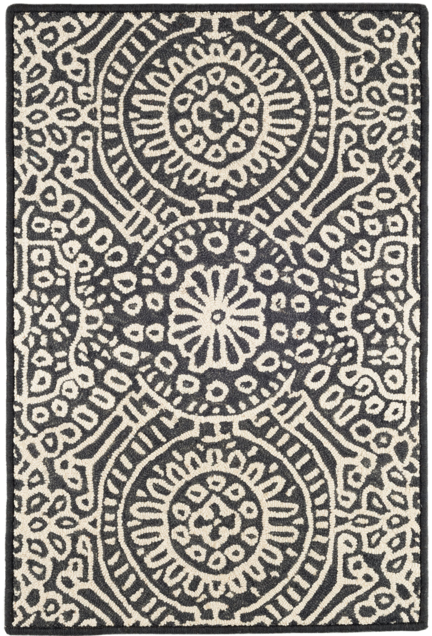 Temple Hand Micro Hooked Wool Custom Rug | Charcoal