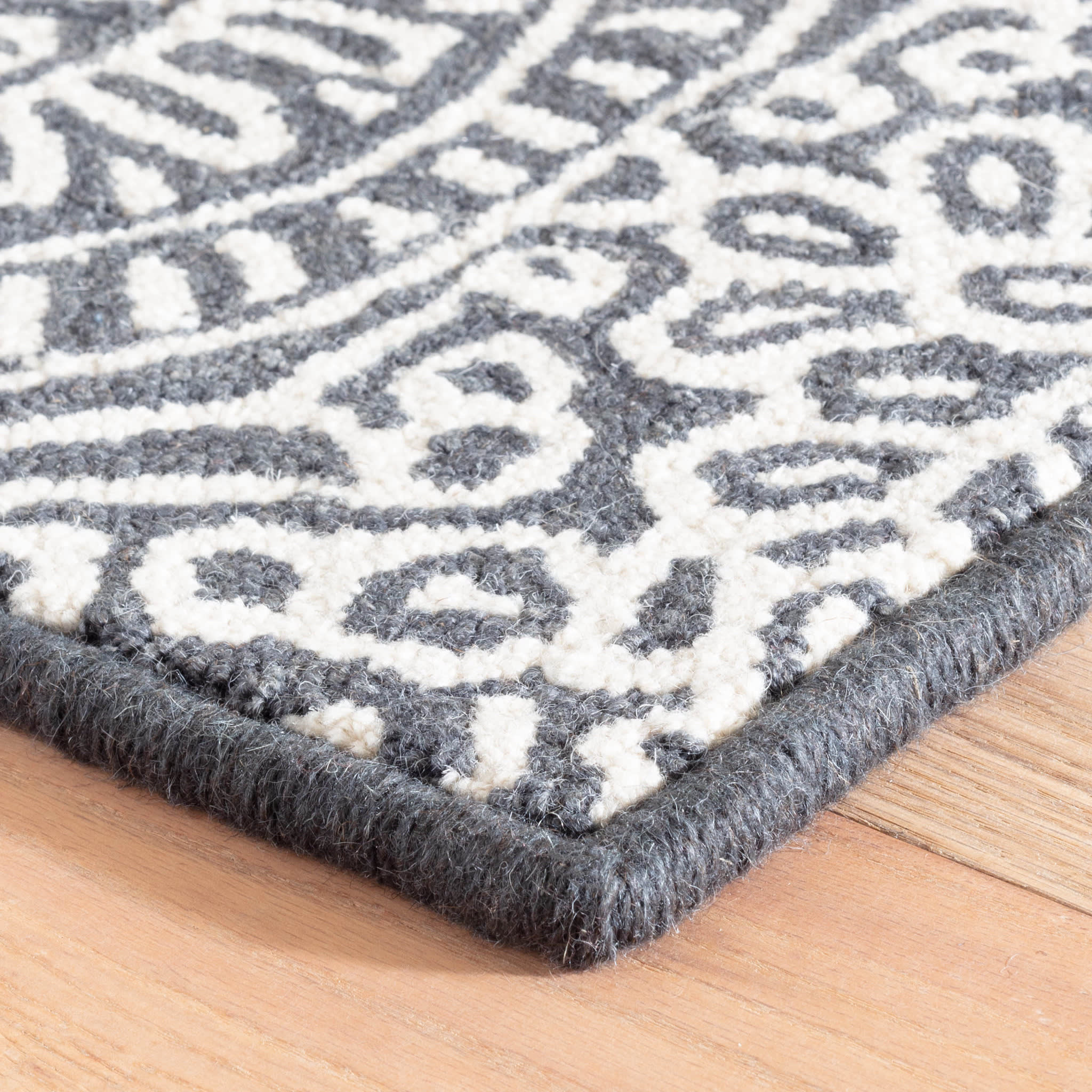 Temple Hand Micro Hooked Wool Custom Rug | Charcoal - Image 3