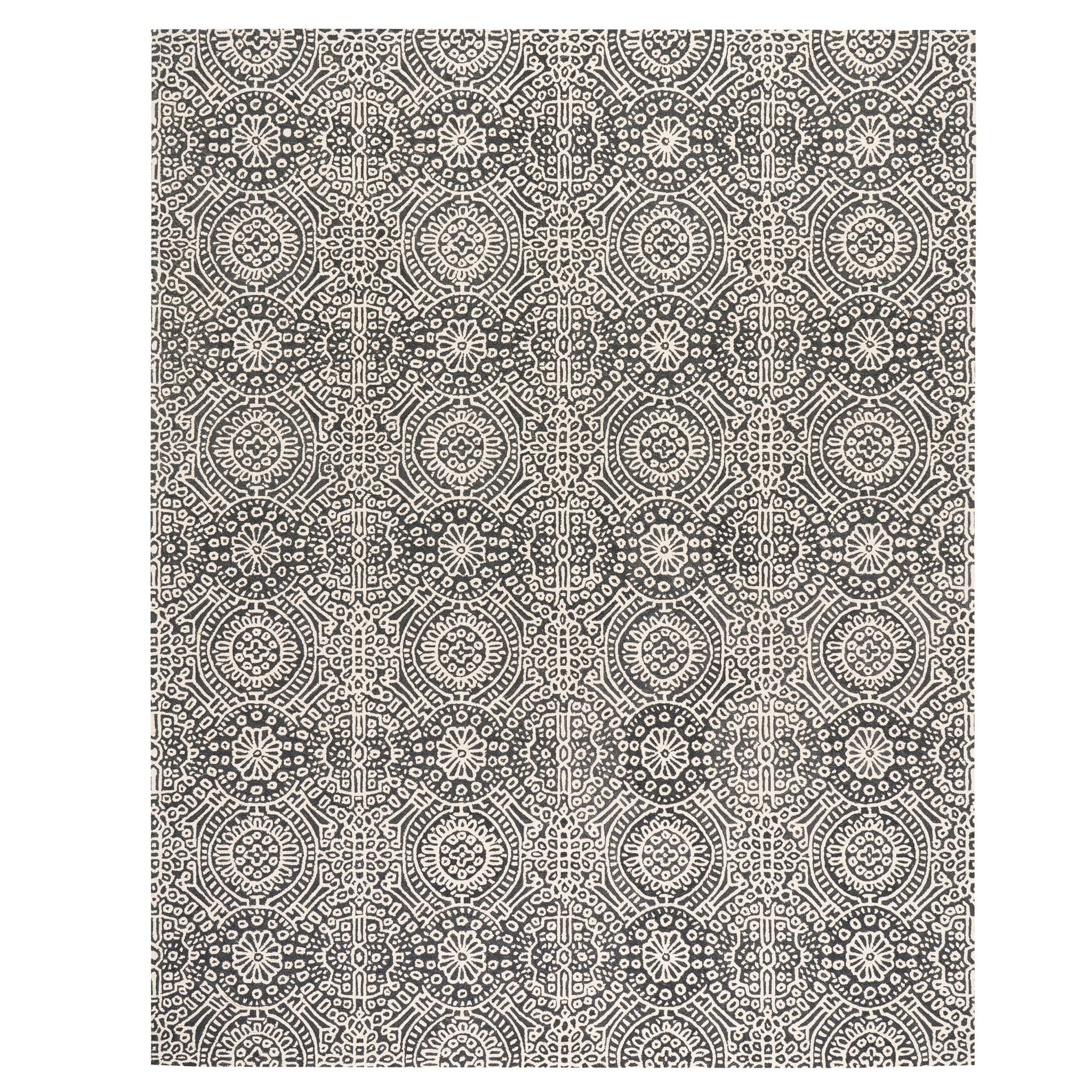 Temple Hand Micro Hooked Wool Rug | Charcoal - Image 2