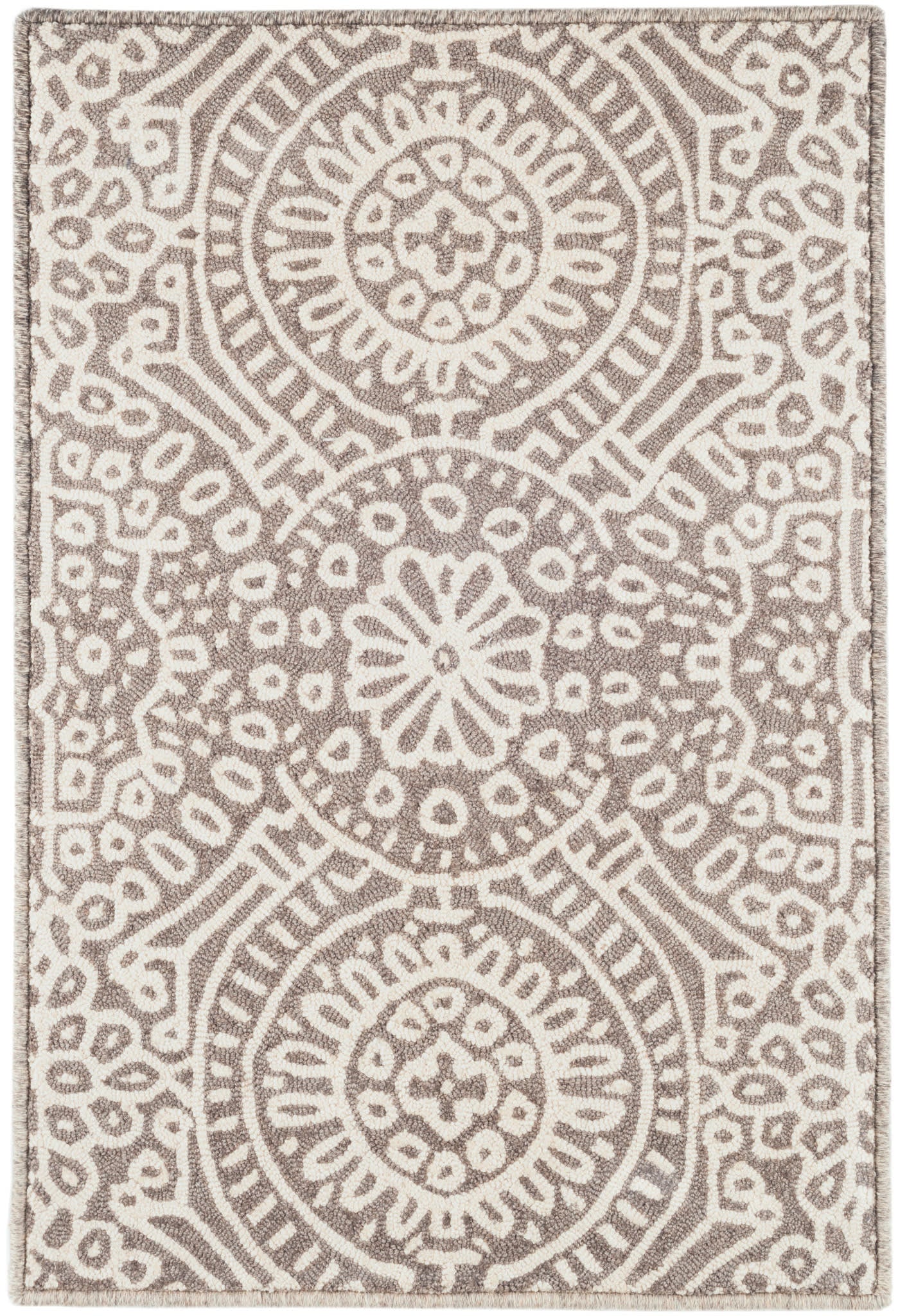 Temple Hand Micro Hooked Wool Custom Rug | Taupe