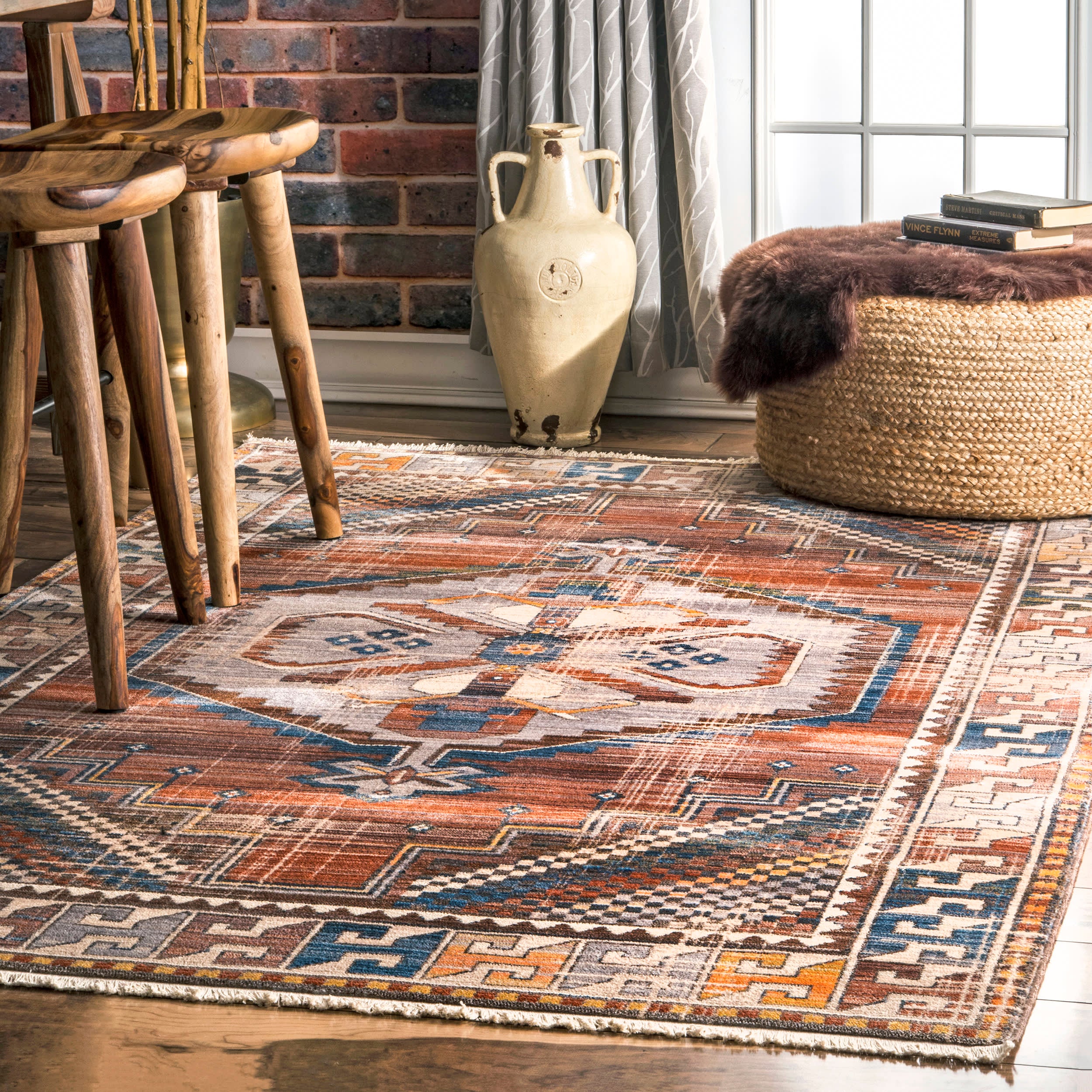 Temporal Medallion Tassel Rug | Rust - Image 2