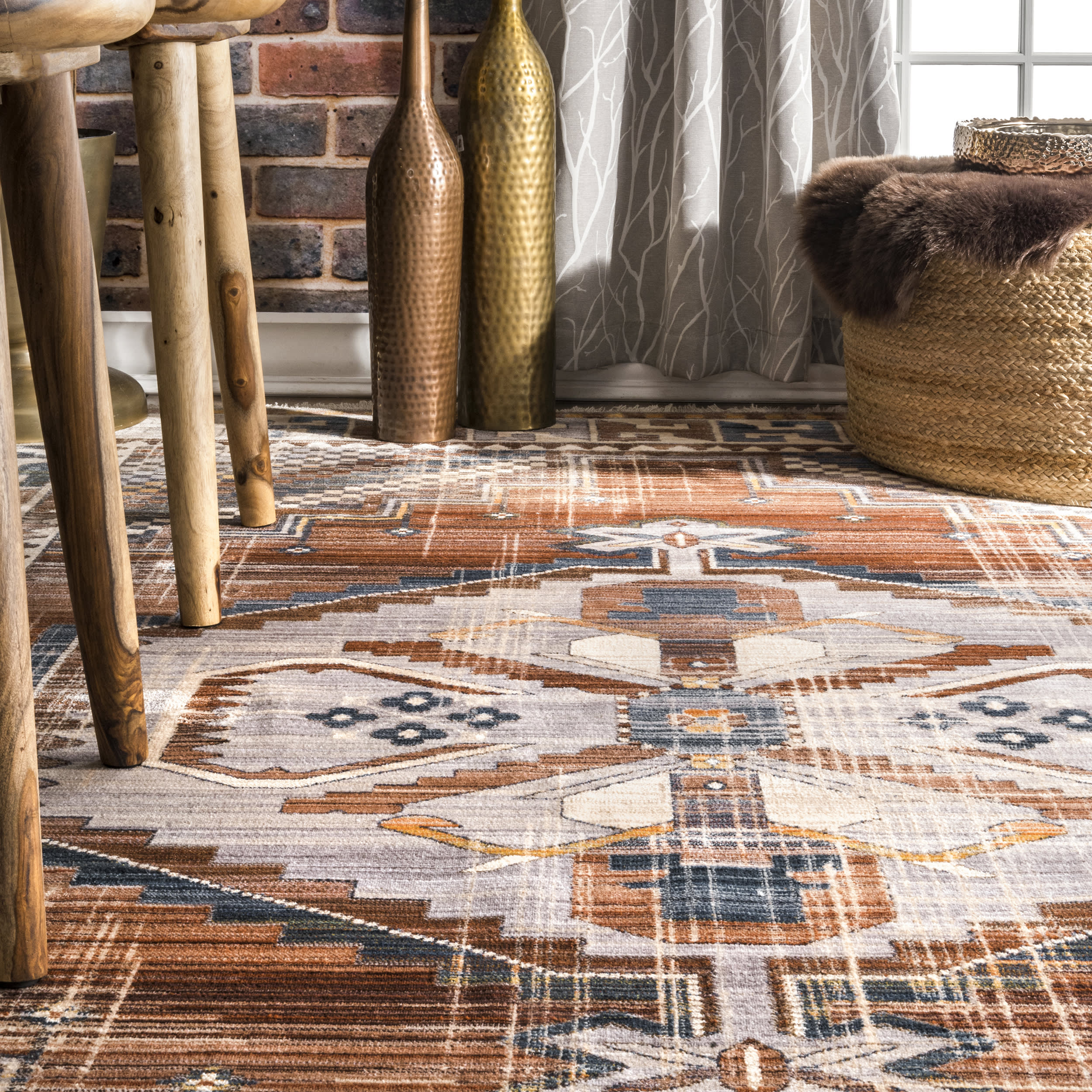 Temporal Medallion Tassel Rug | Rust - Image 4