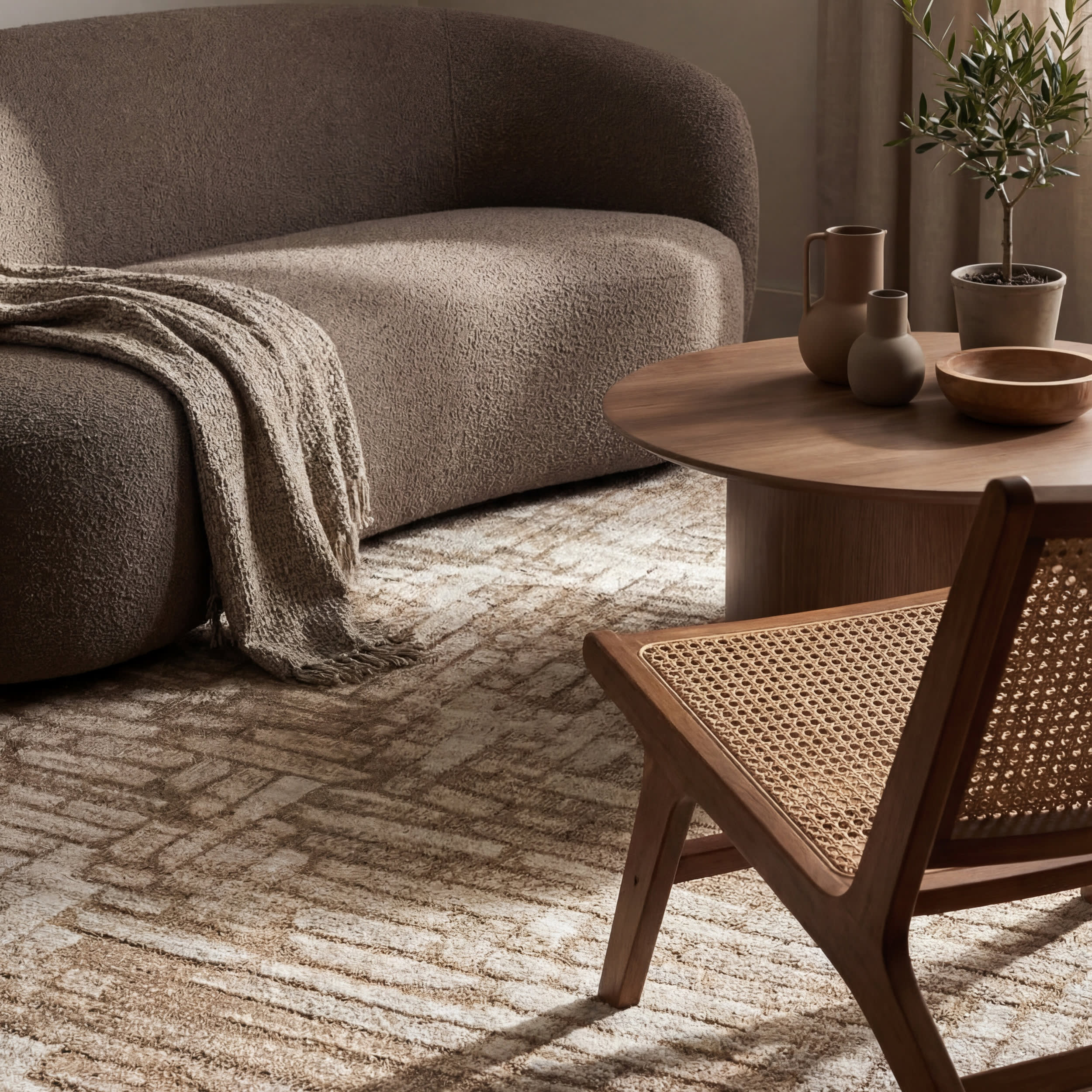 Terras Rustic Abstract Washable Rug | Tan - Image 5