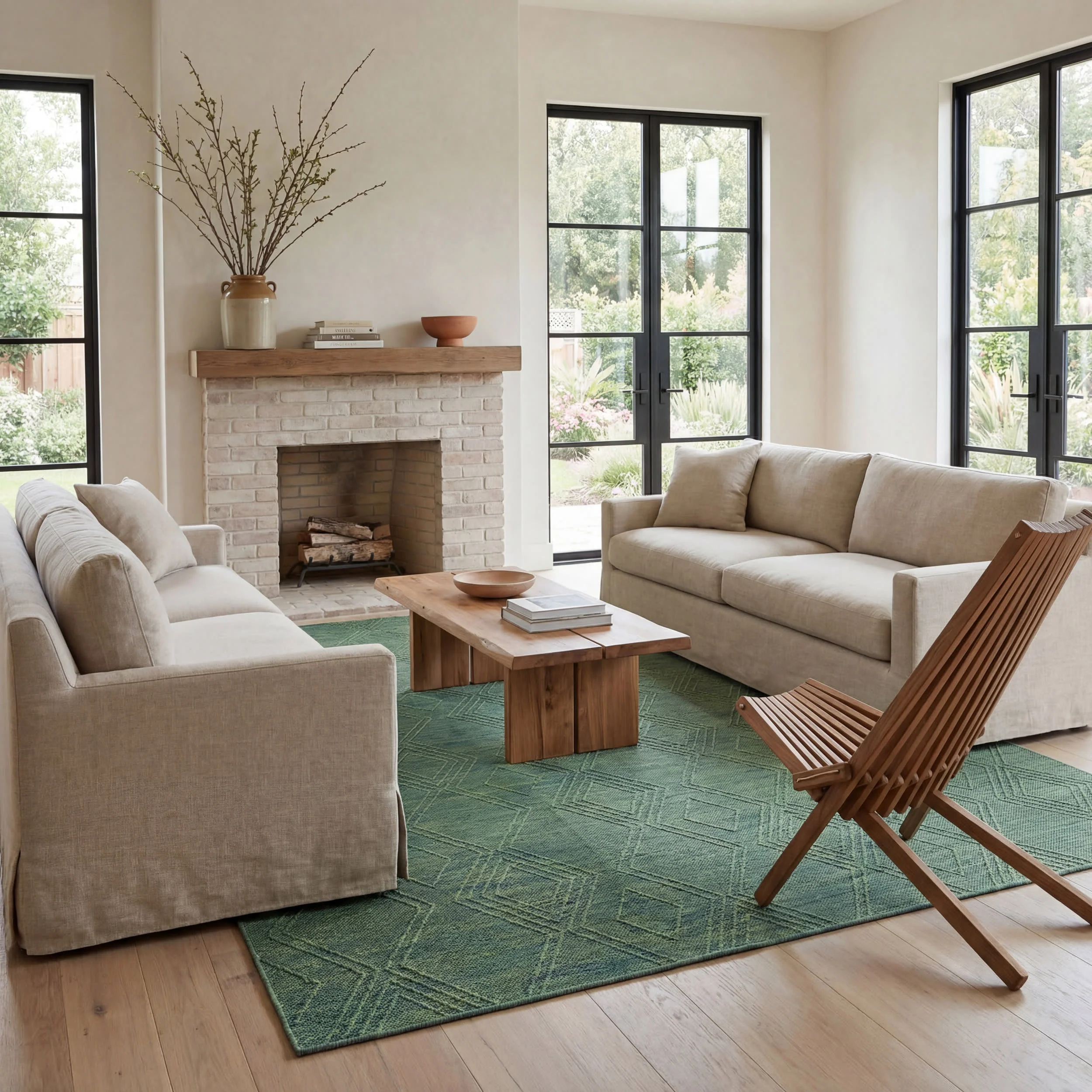 Tesnia Modern Solid Indoor/Outdoor Rug | Teal - Image 9