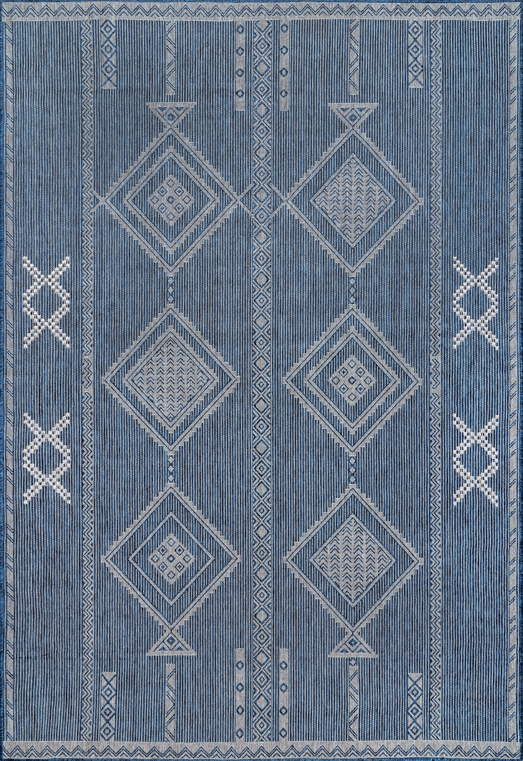 Tessa Geometric Indoor/Outdoor Rug | Blue