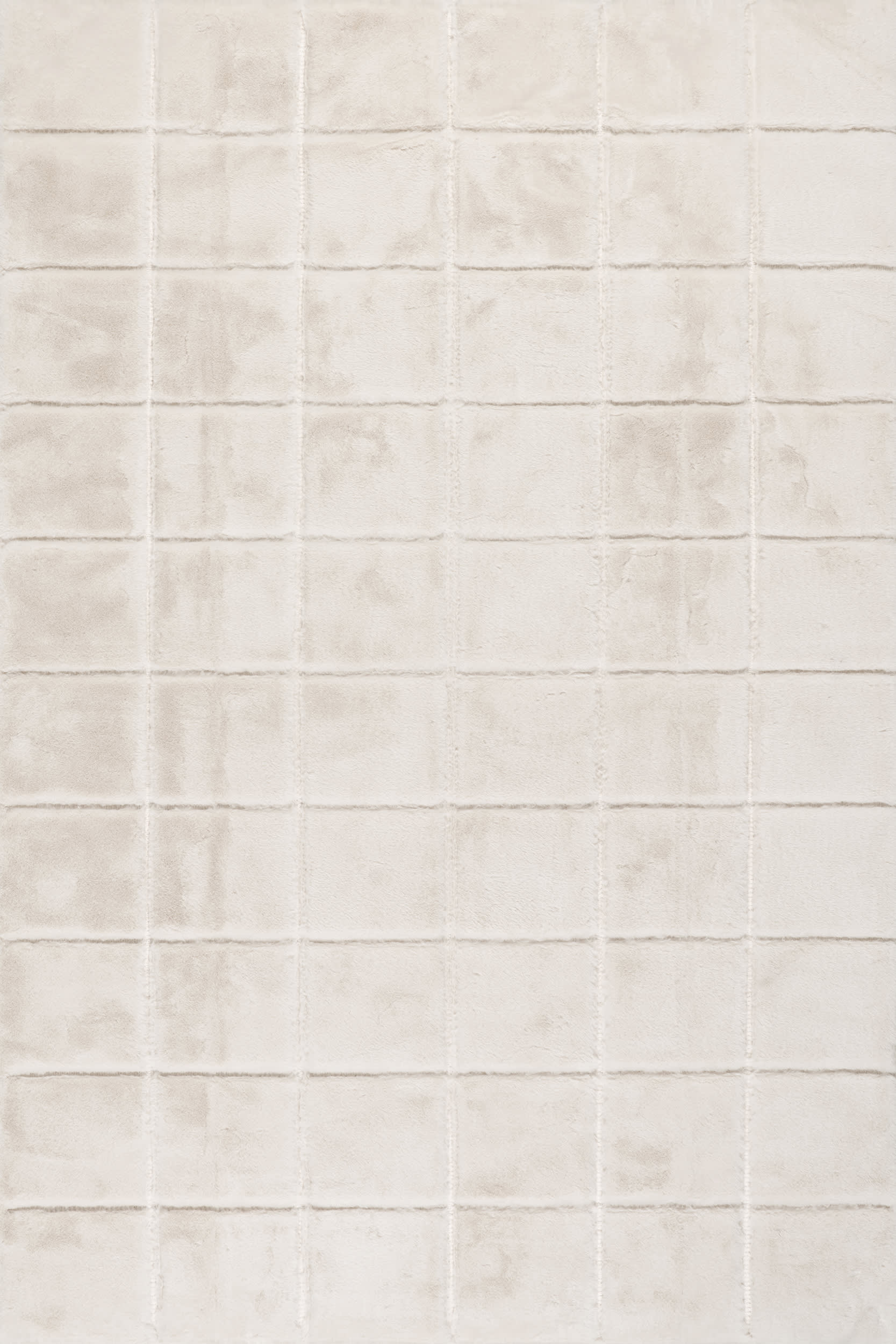 Tessera Grid Plush Cloud Washable Rug | Off White