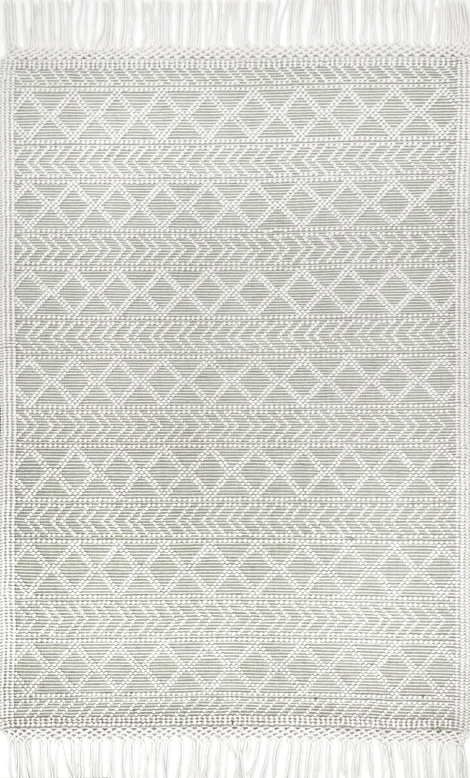 Textured Achromatia With Tassels Rug | Cream