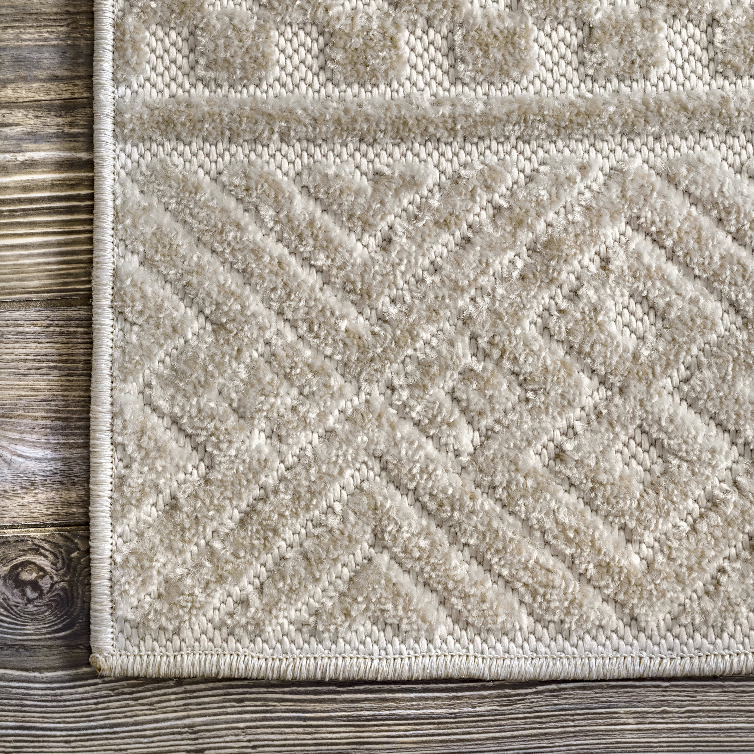 Textured Banded Indoor/Outdoor Rug | Beige - Image 3