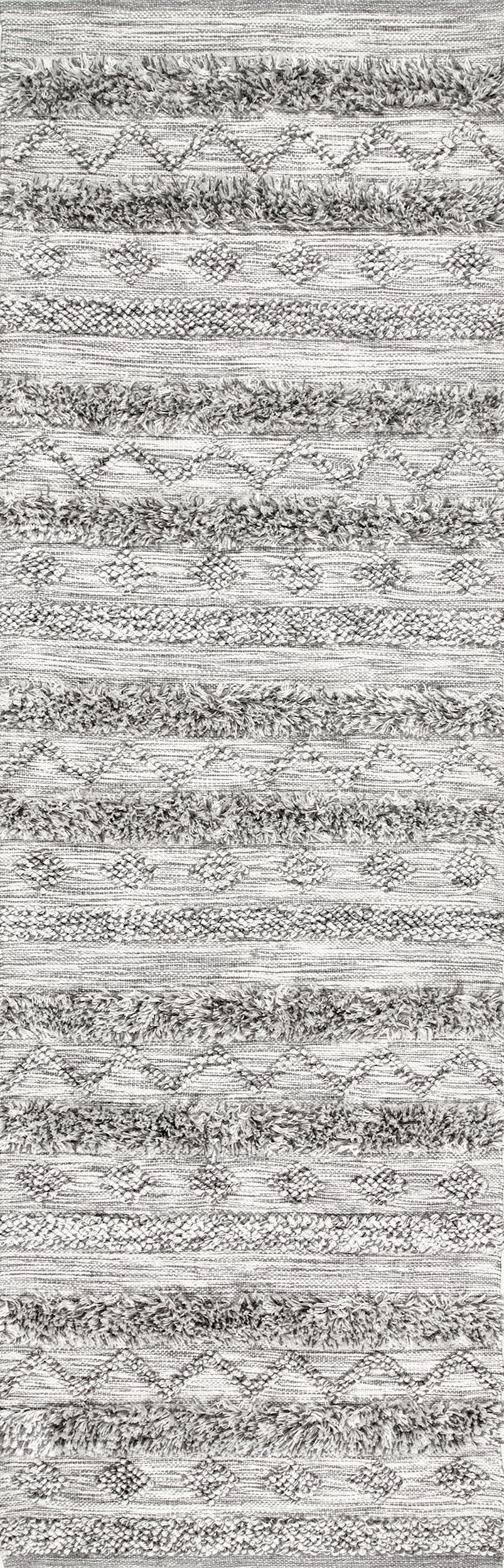 Textured Banded Rug | Grey