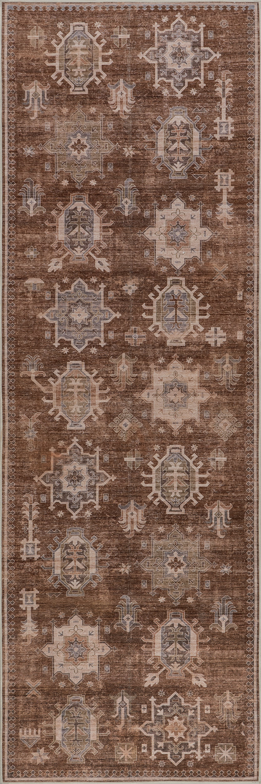 Thalia Medallion Spill Proof Washable Rug | Sienna Brown