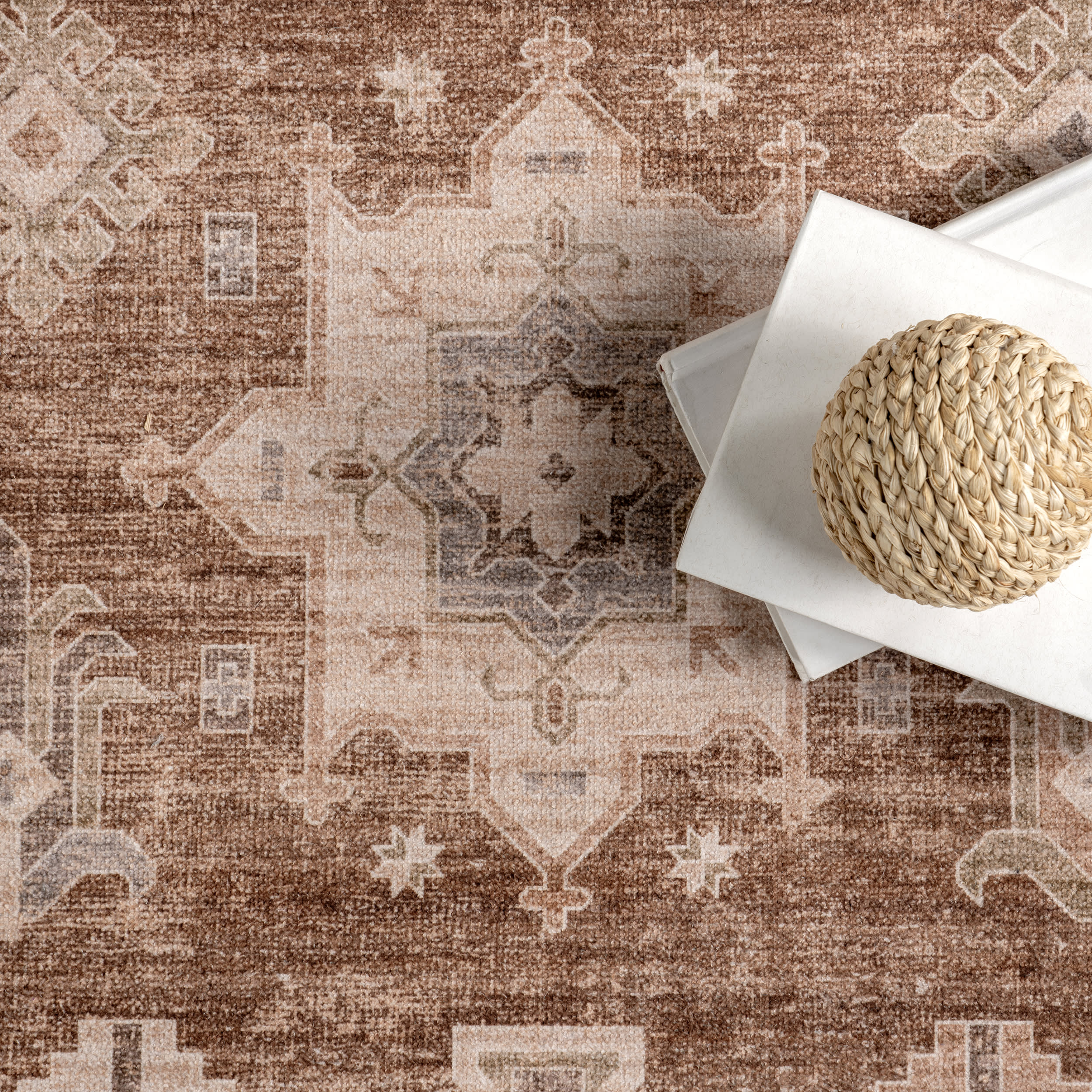 Thalia Medallion Washable Rug | Sienna Brown - Image 7